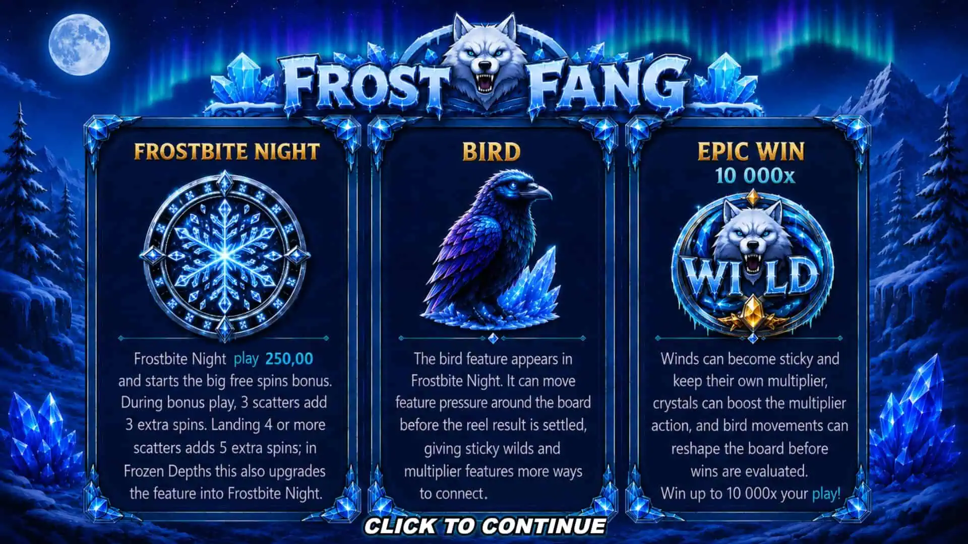 Frost Fang slot intro screen