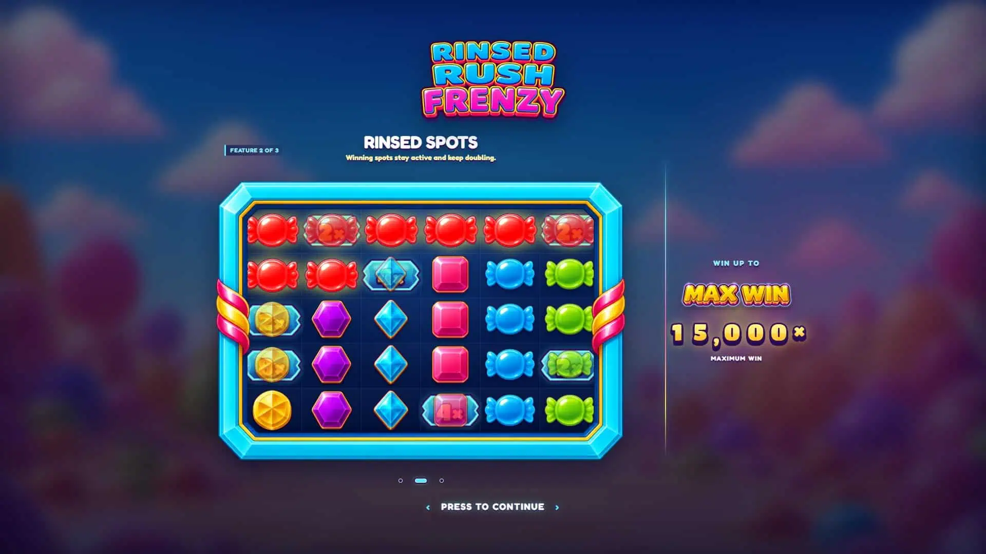 Rinsed Rush Frenzy slot intro screen