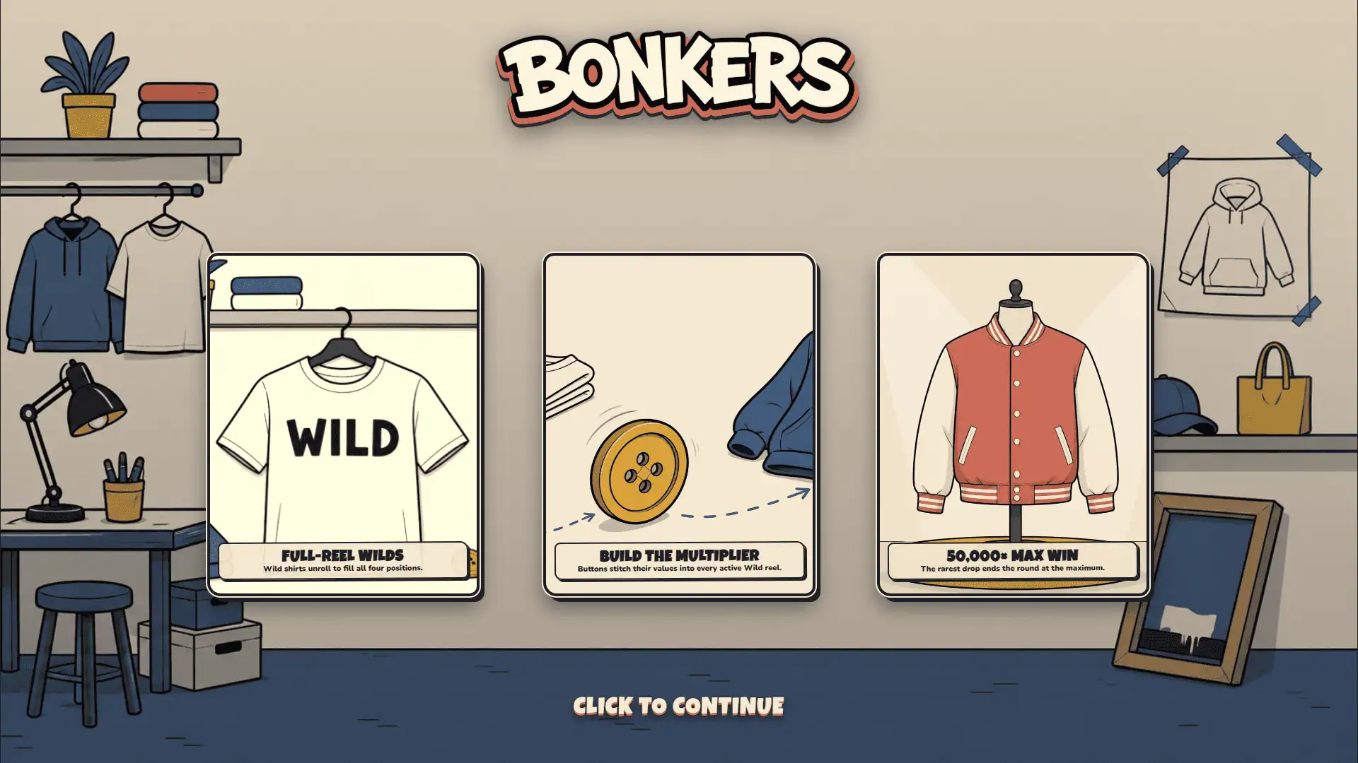 Bonkers slot intro screen