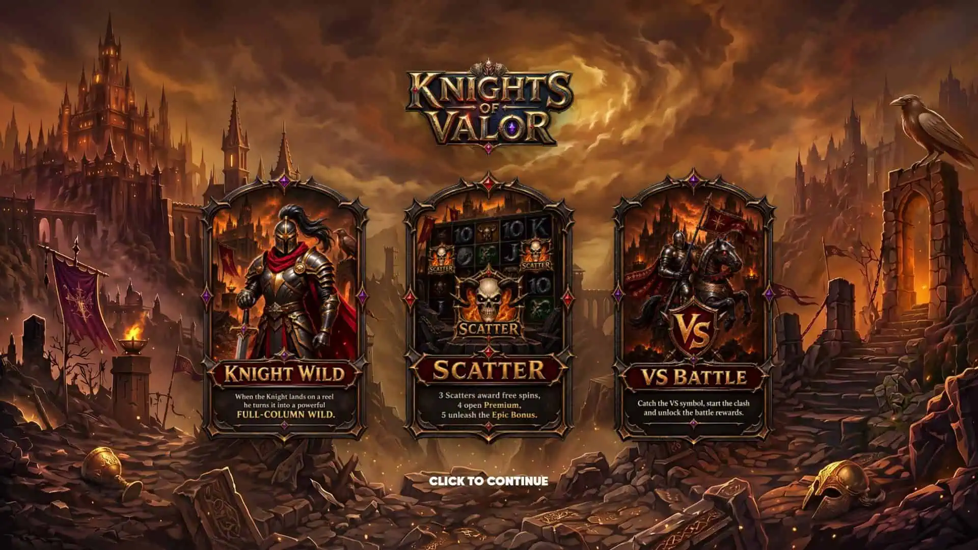 Knights of Valor slot intro screen