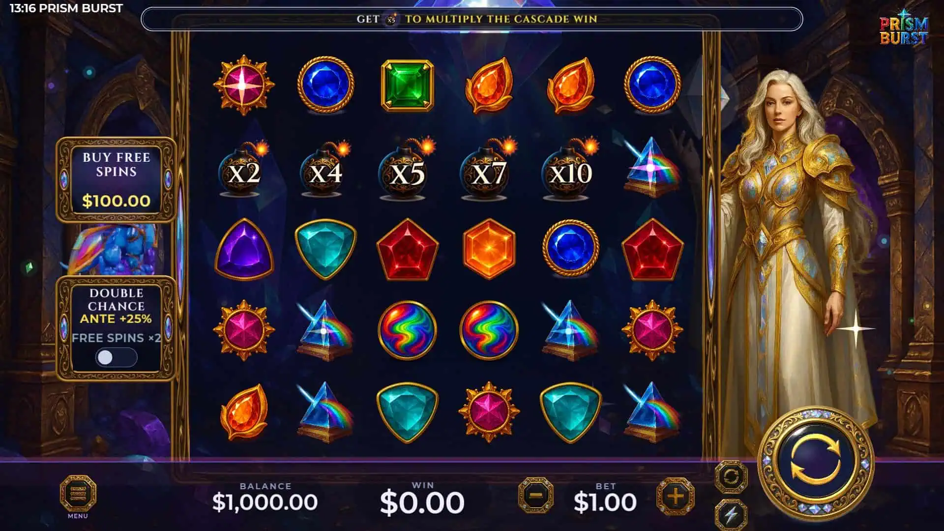 Prism Burst slot gameplay reels