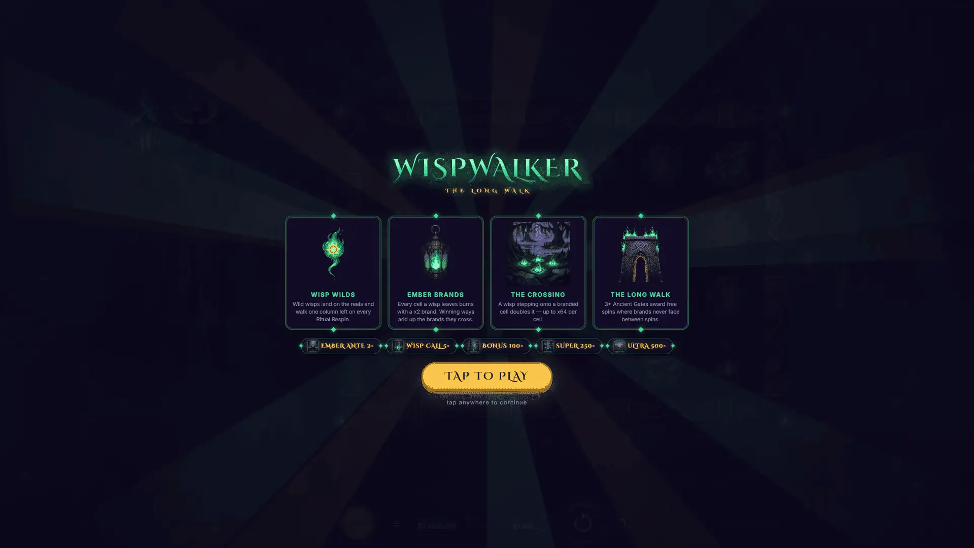 Wispwalker slot intro screen