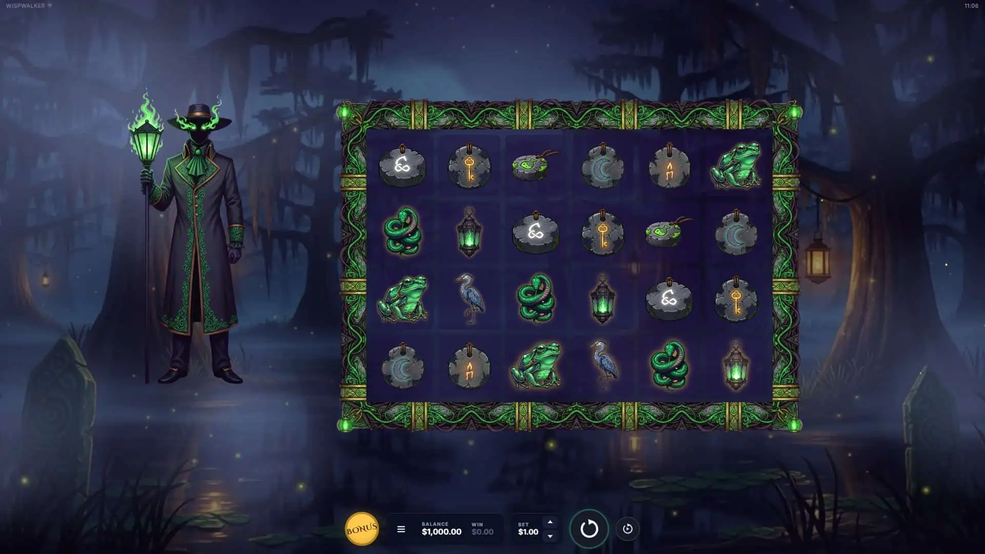 Wispwalker slot gameplay reels