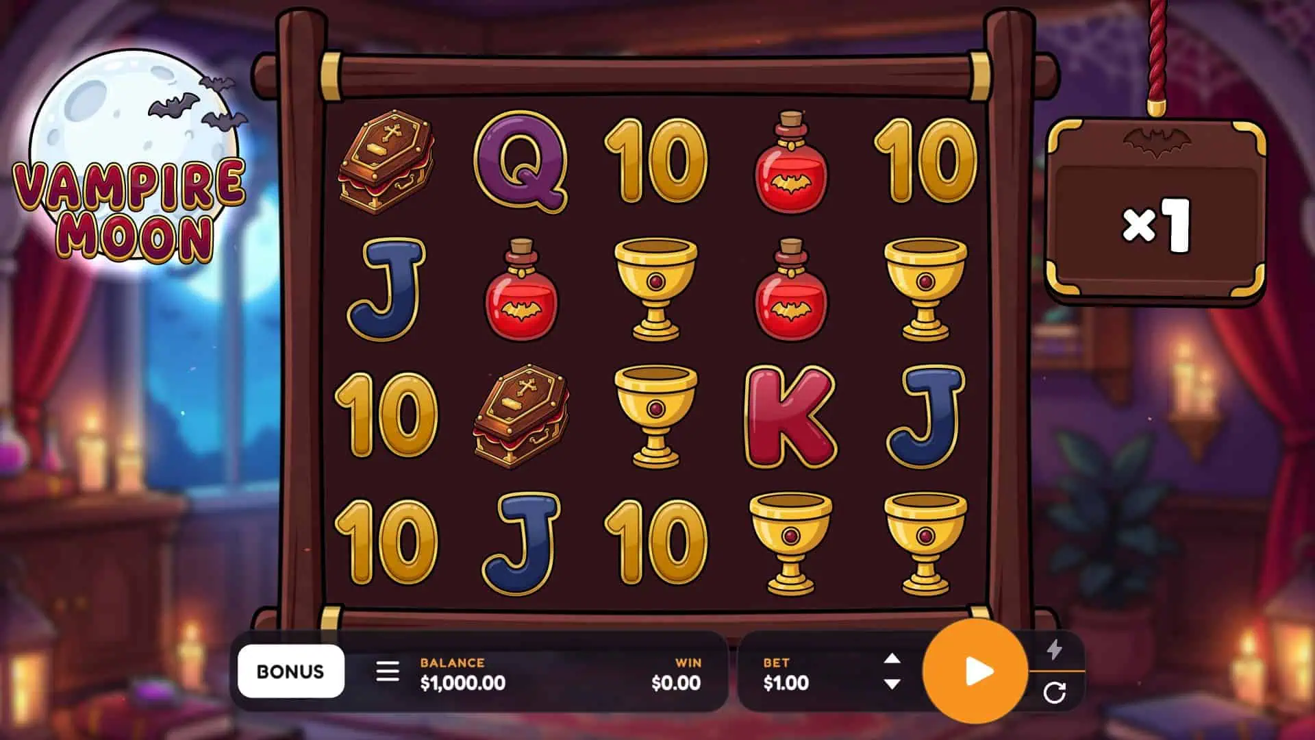 Vampire Moon slot gameplay reels