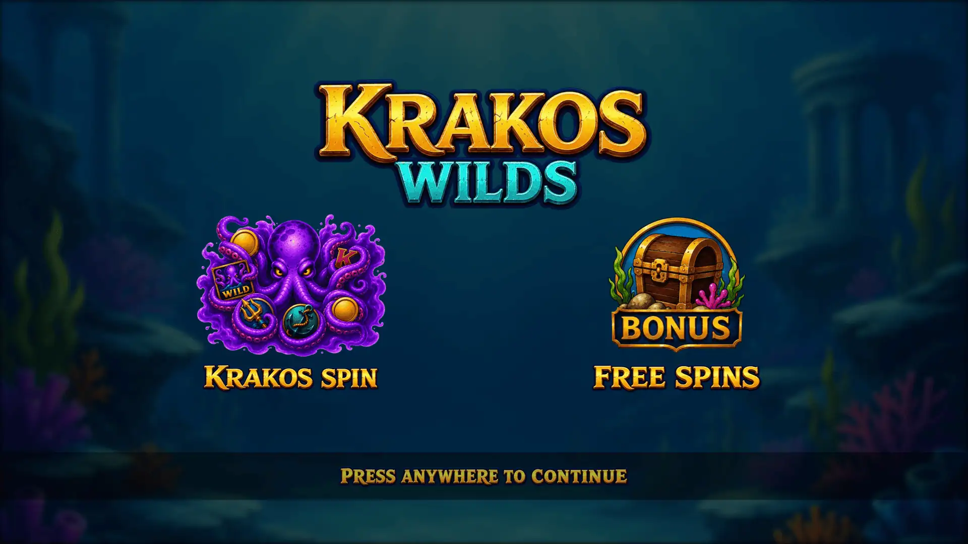 Krakos Wilds slot intro screen