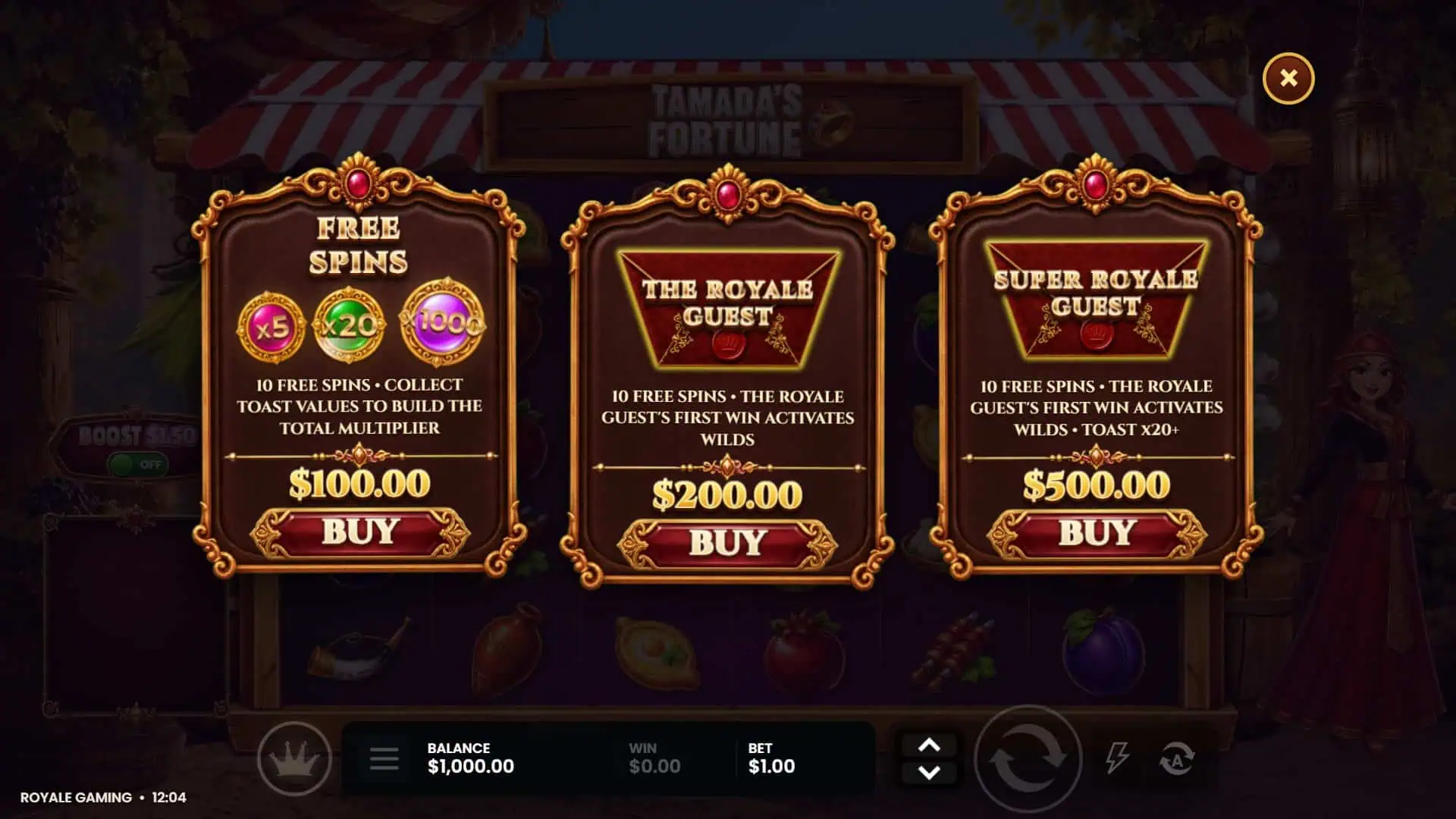 Tamada Fortune bonus buy menu