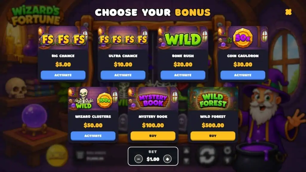 Royalgaming wizard tales bonus buy