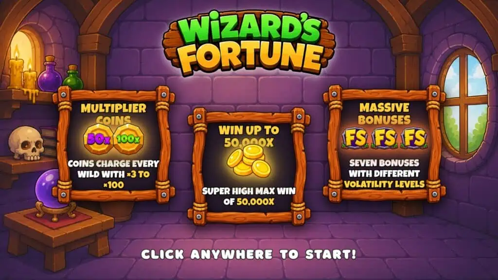 Royalgaming wizard tales intro screen