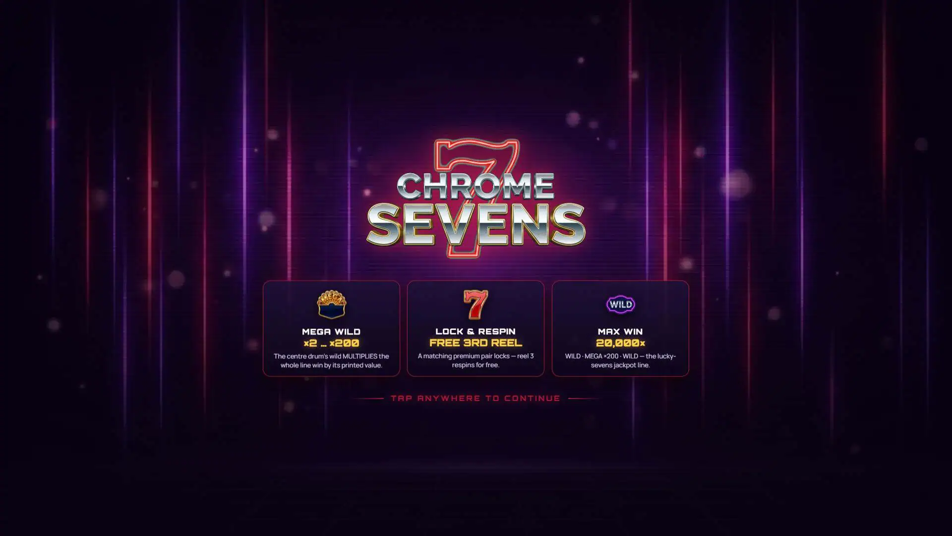 Chrome Sevens slot intro screen