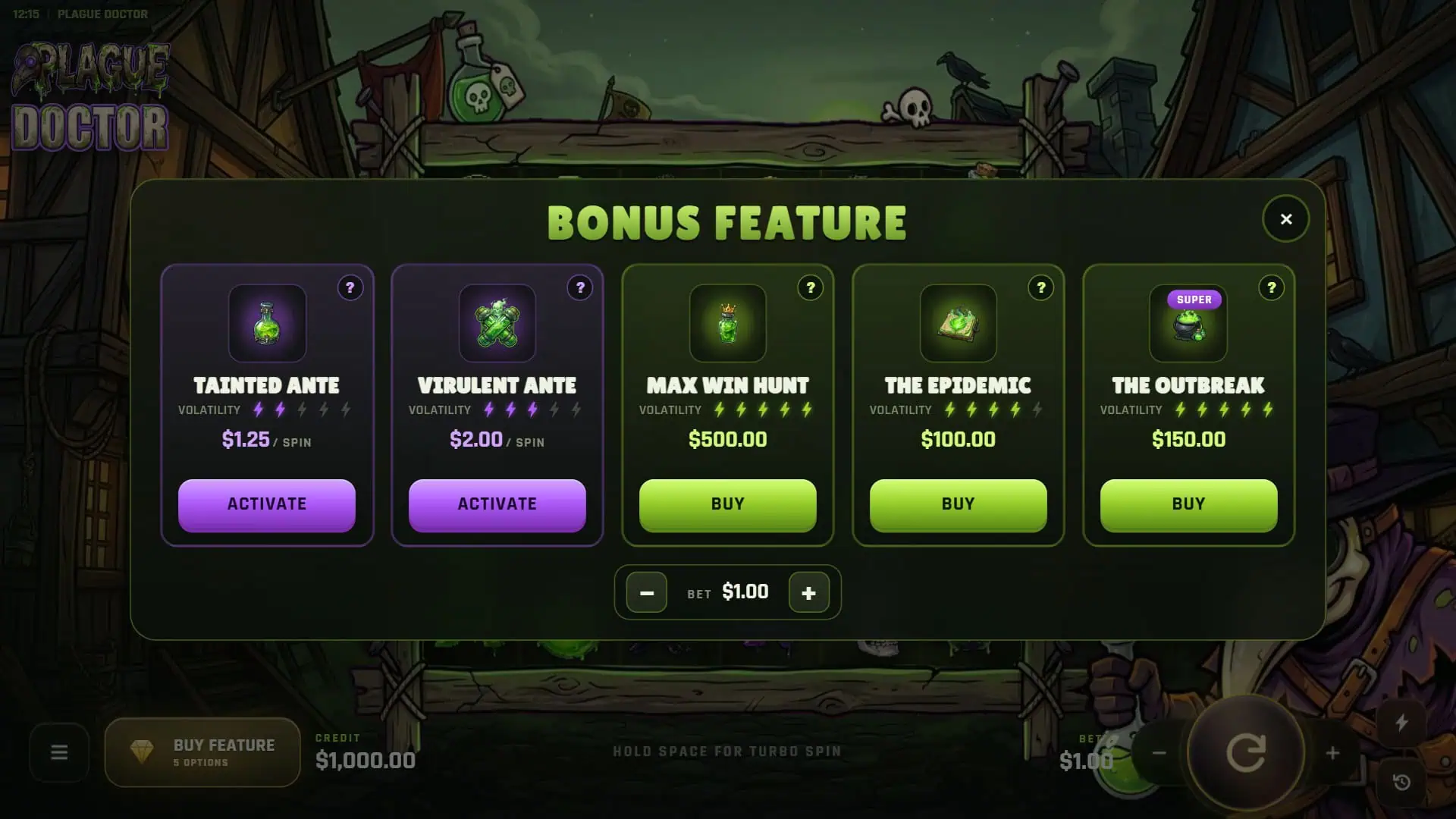 Plague Doctor bonus buy menu