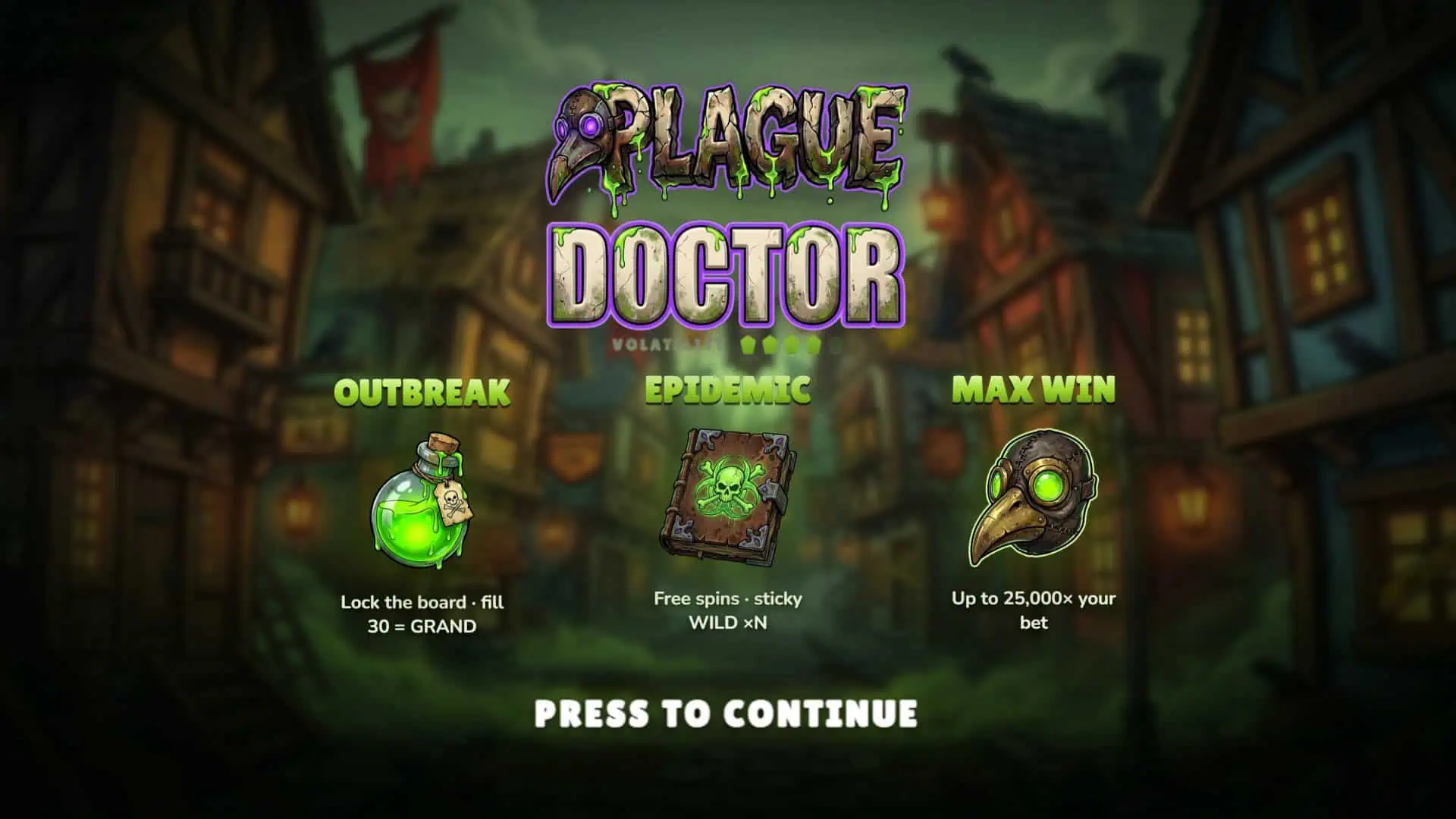 Plague Doctor slot intro screen