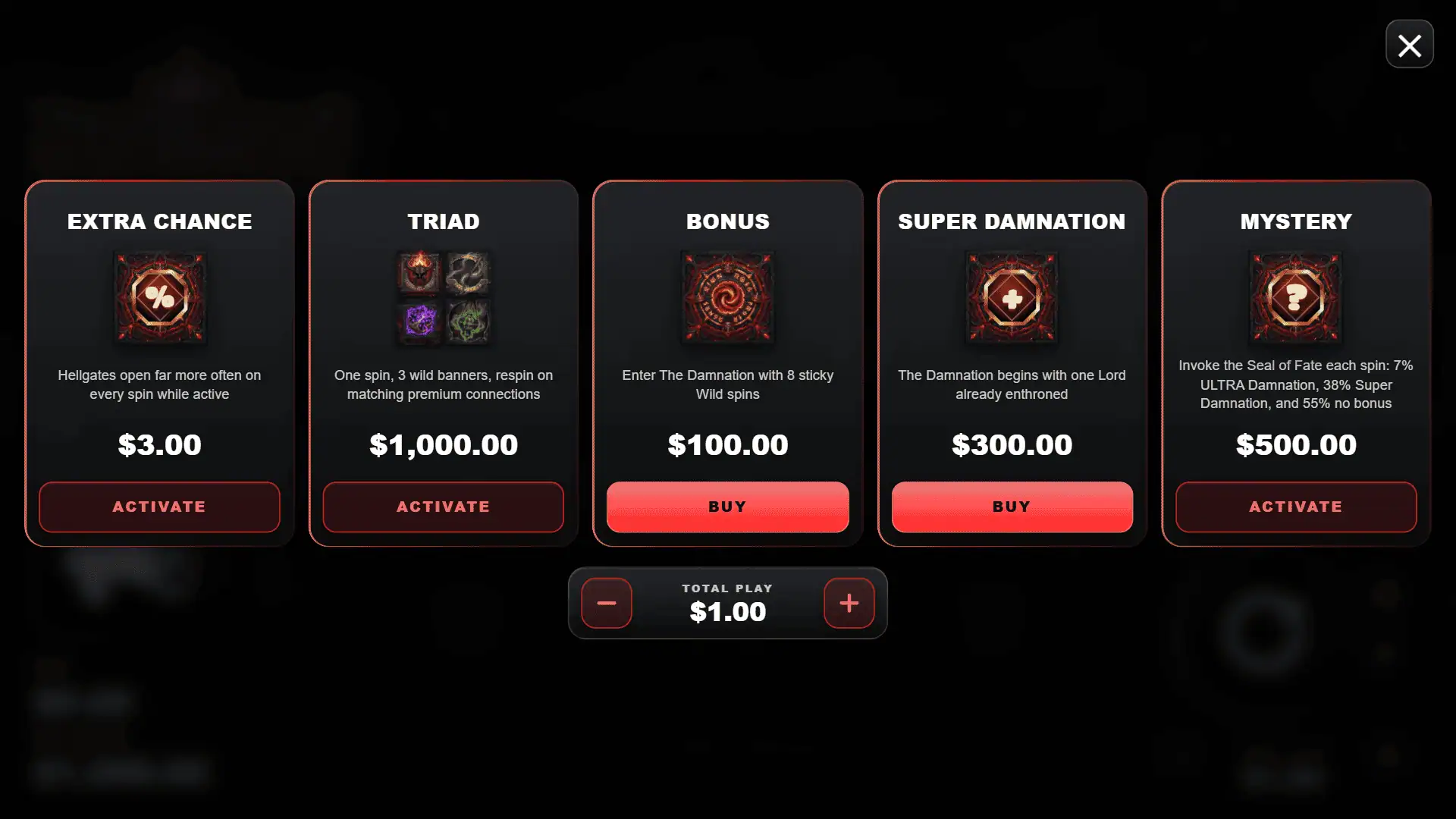 DreadLords bonus buy menu