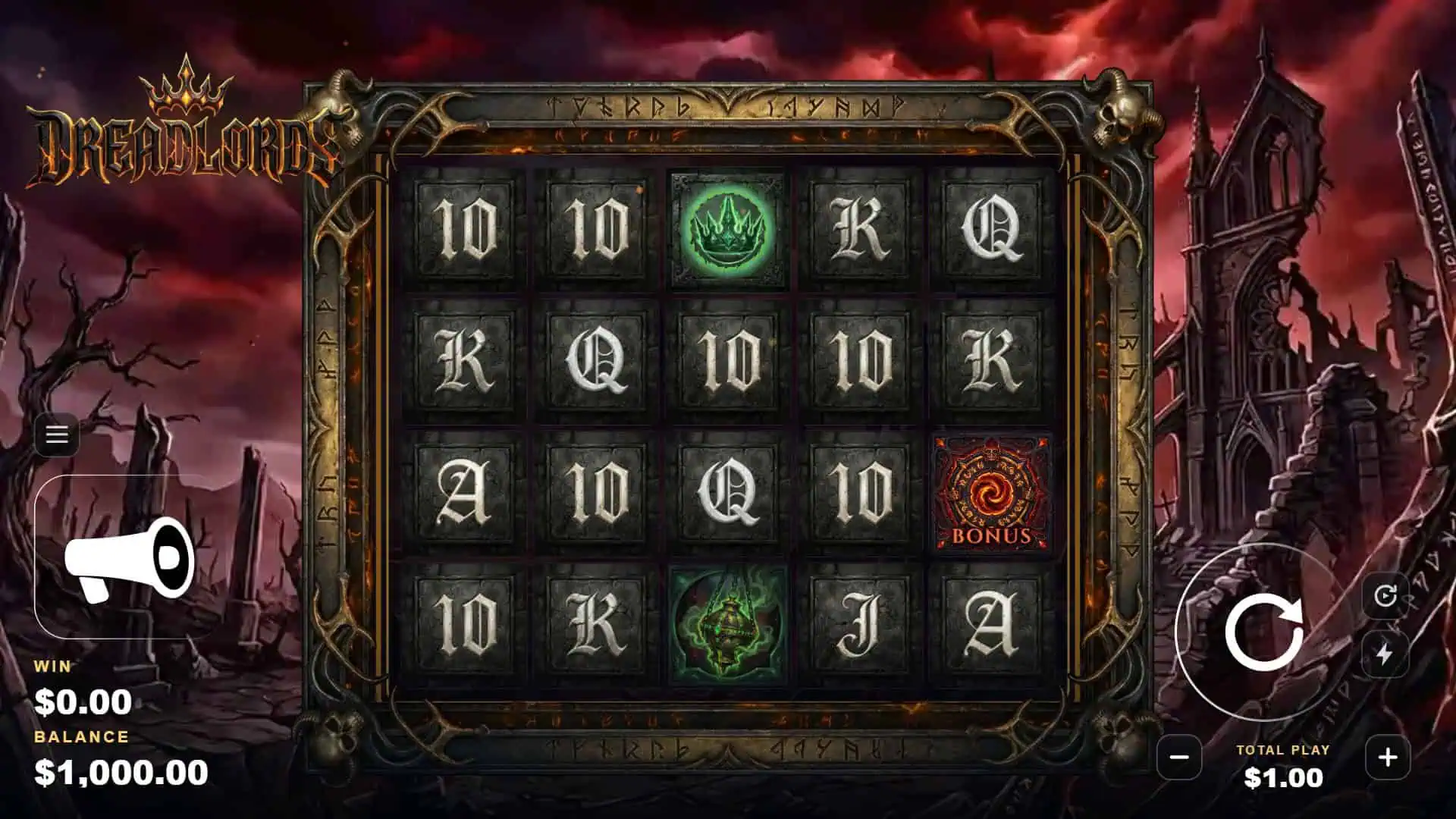 DreadLords slot gameplay reels