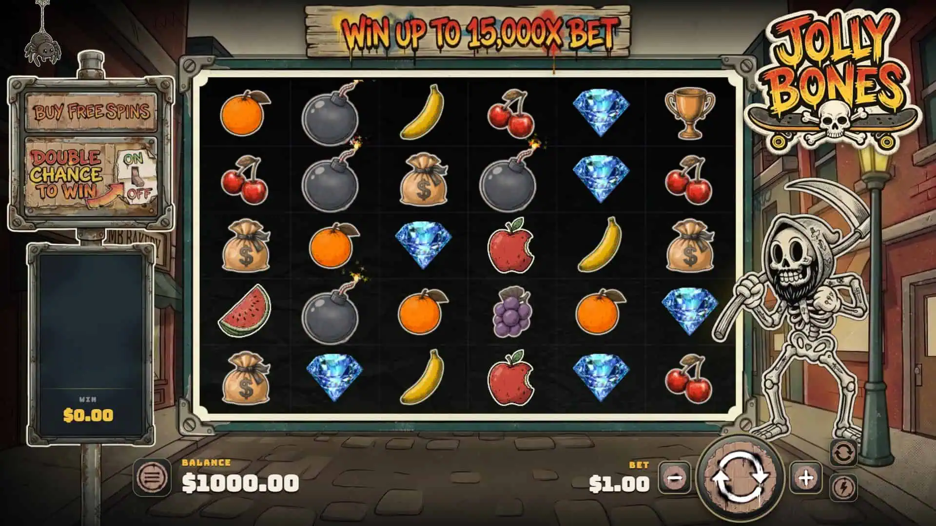 Jolly Bones slot gameplay reels