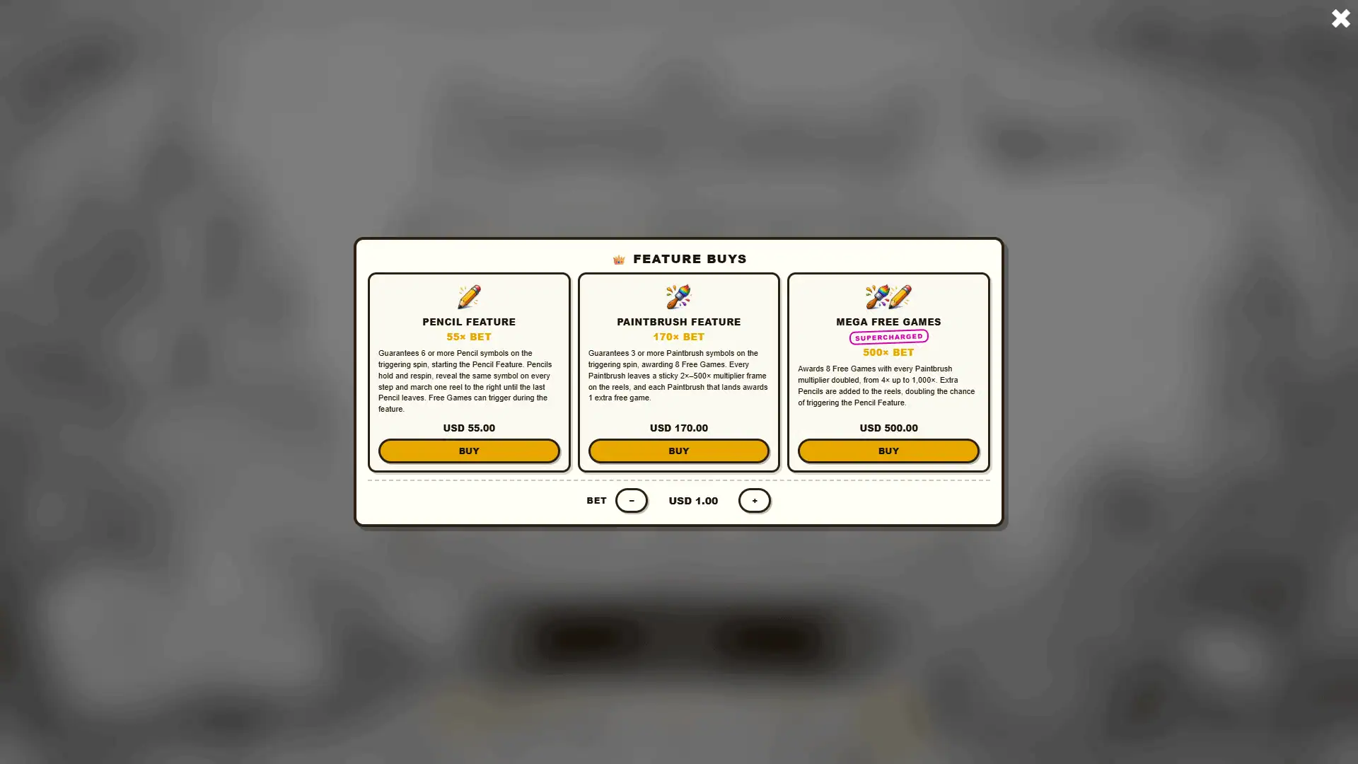 Sketchy Business bonus buy menu