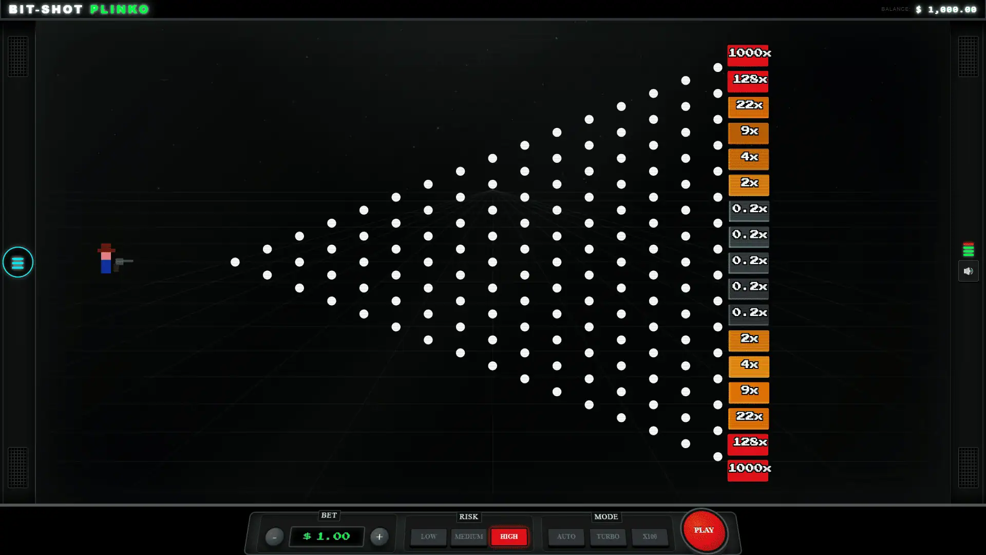 Bit-Shot Plinko slot gameplay reels
