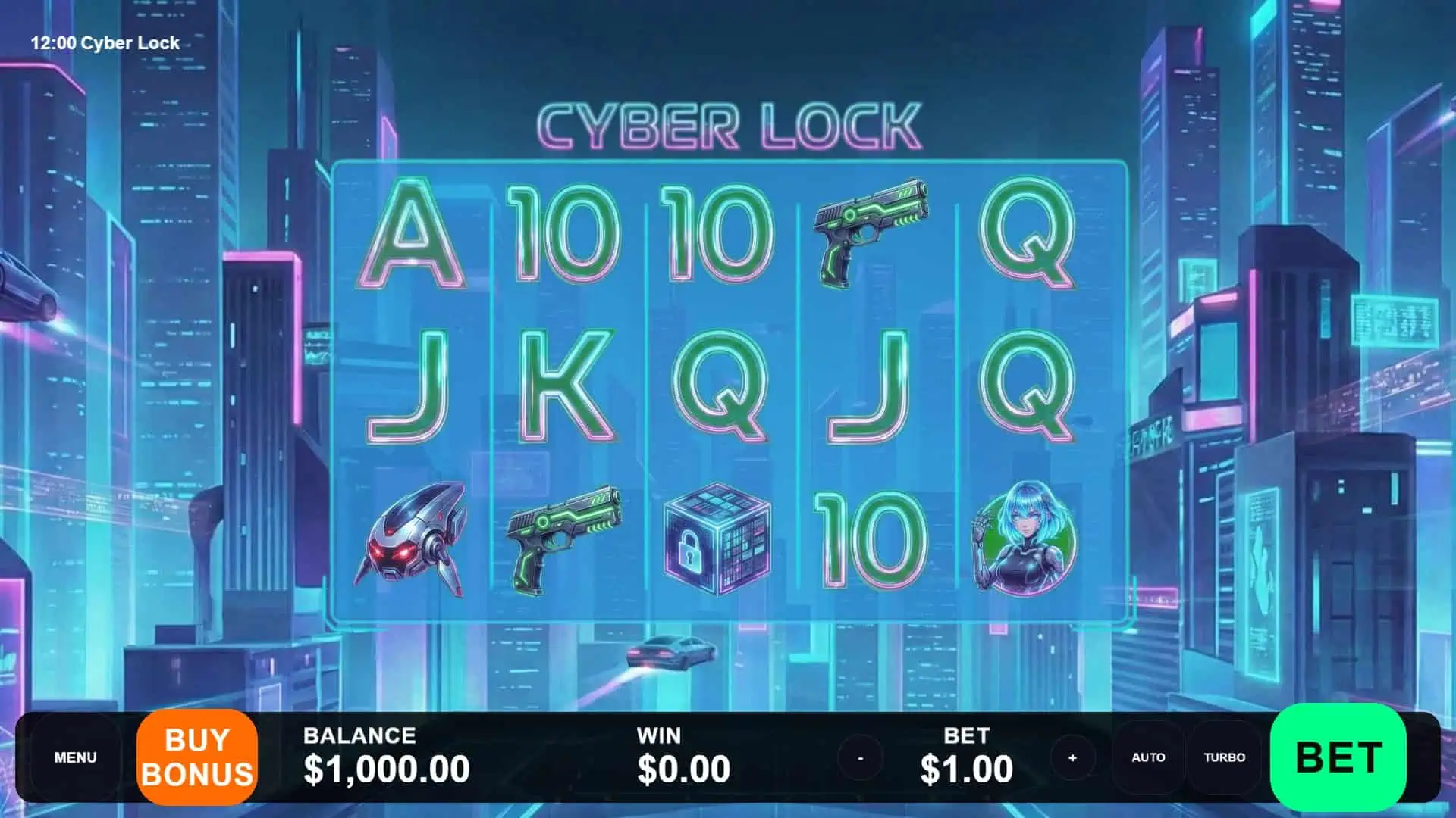 Cyber Lock slot gameplay reels