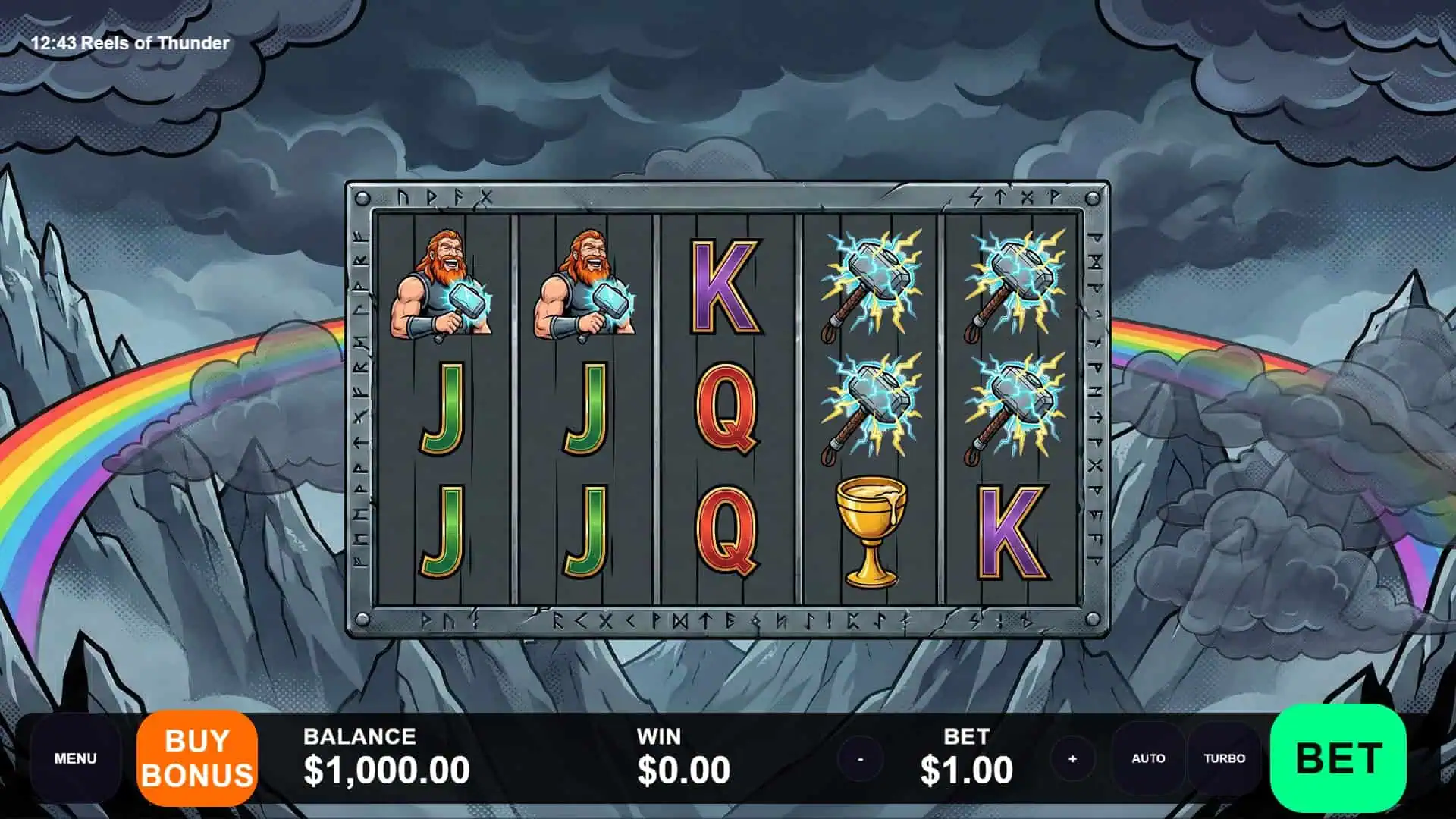 Reels of Thunder slot gameplay reels