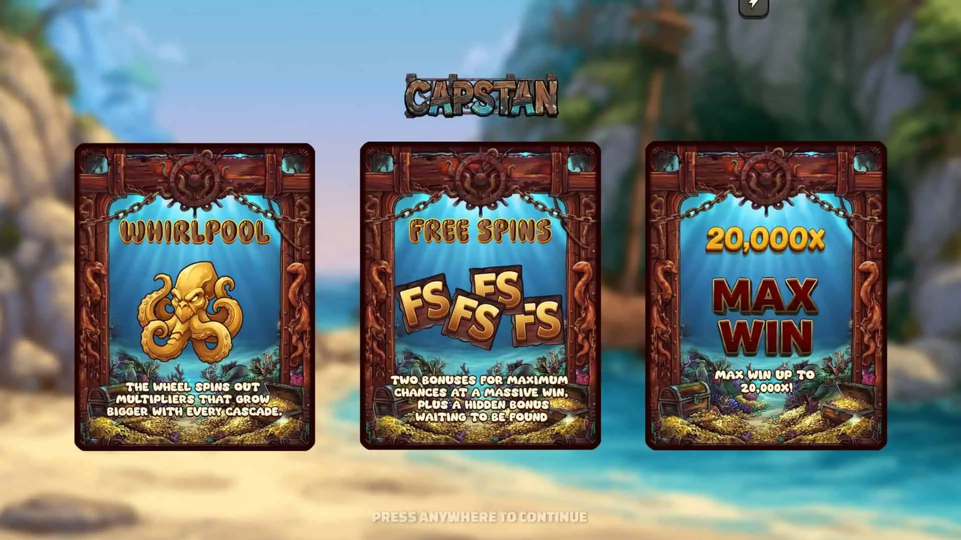 Capstan slot intro screen