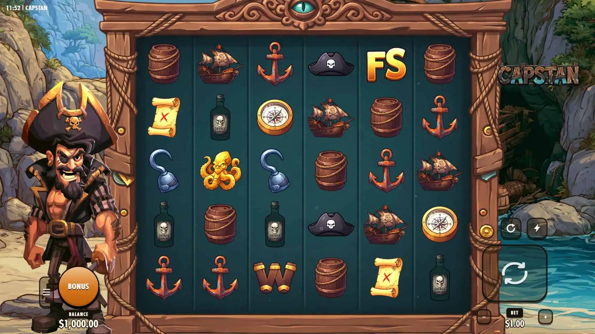 Capstan slot gameplay reels