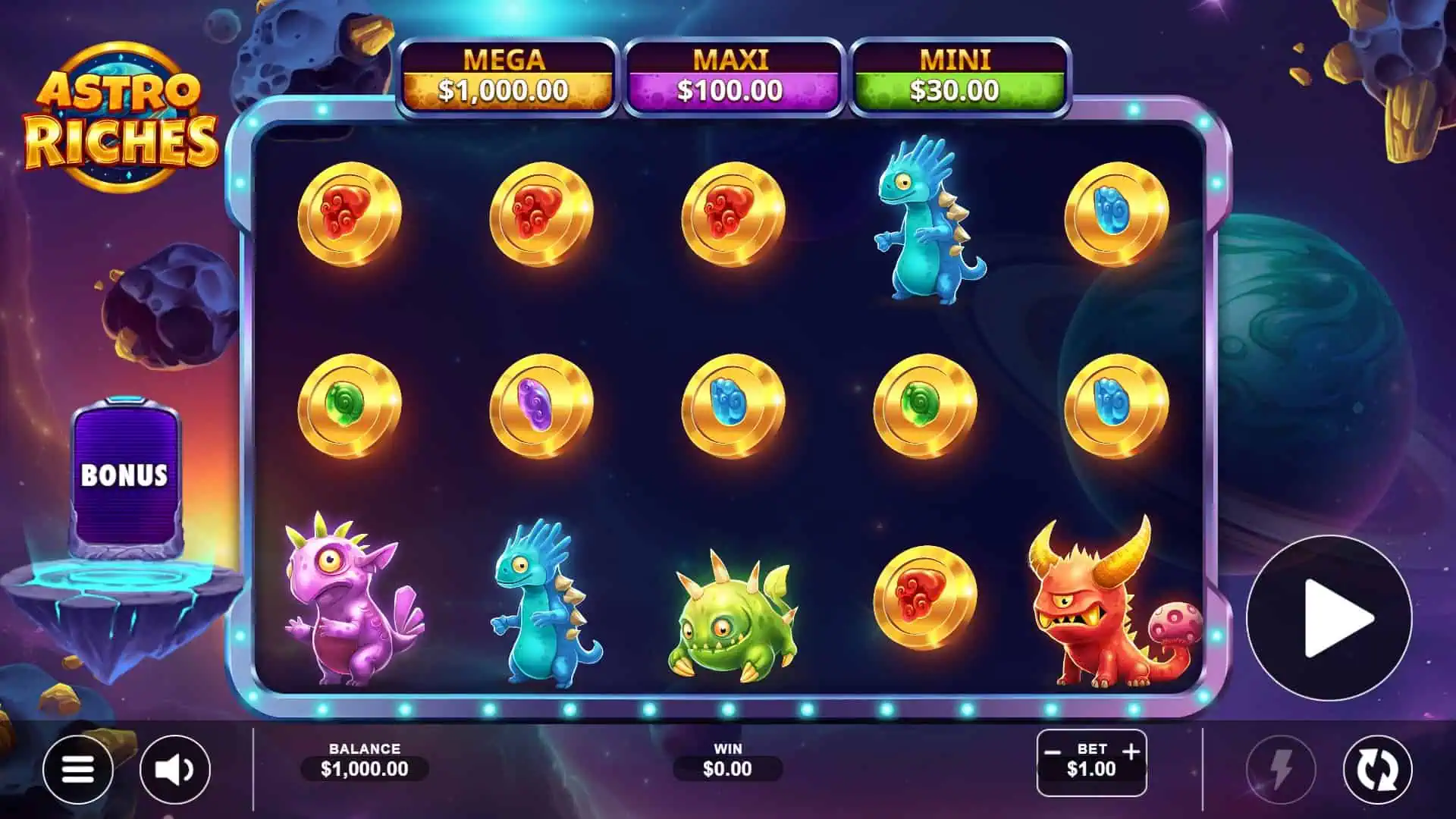 Astro Riches slot gameplay reels