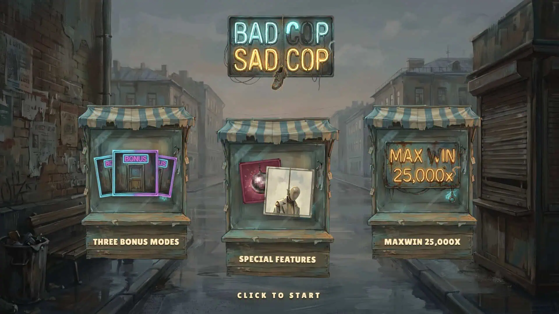 Bad Cop Sad Cop slot intro screen