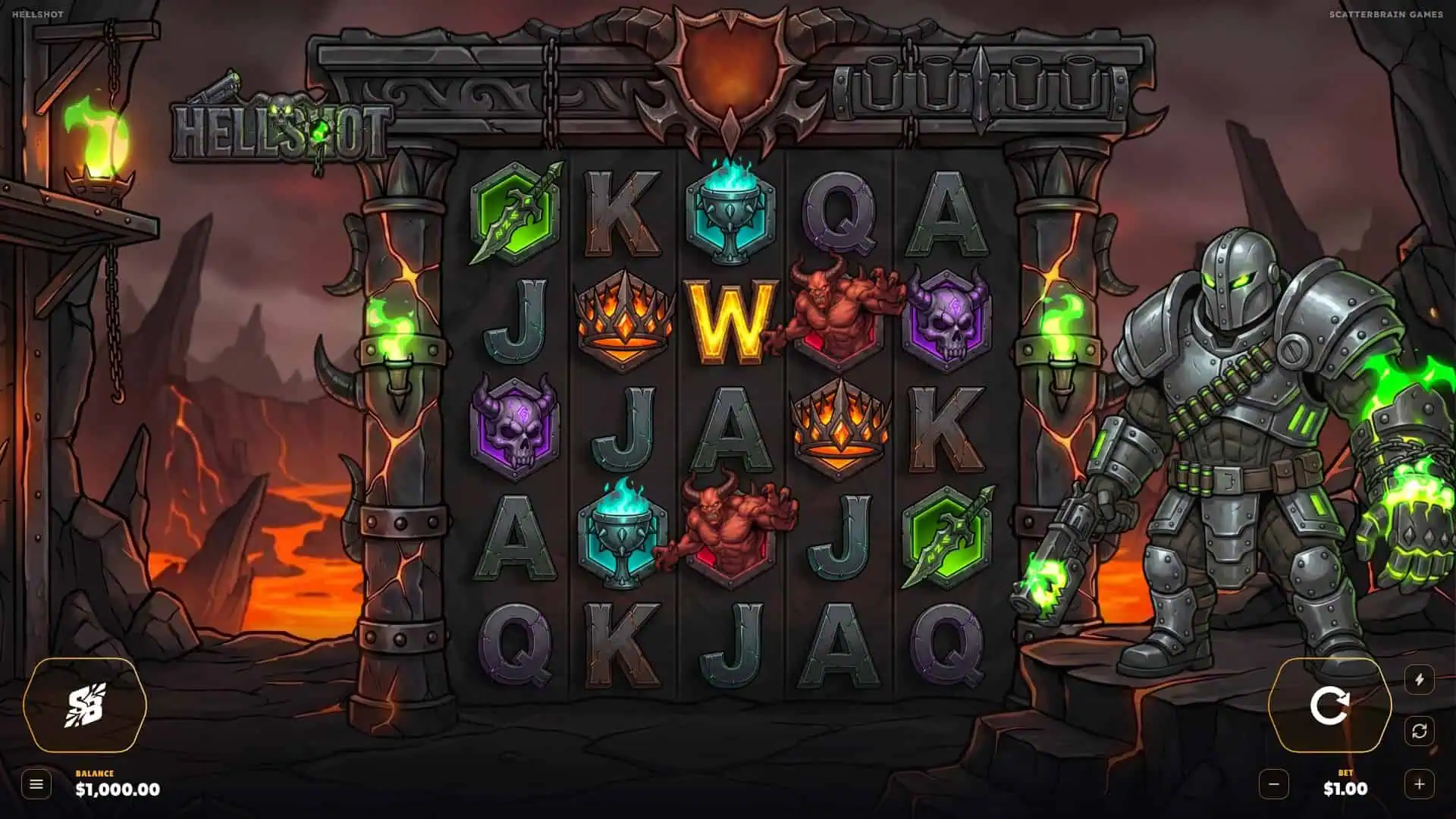 Hellshot slot gameplay reels