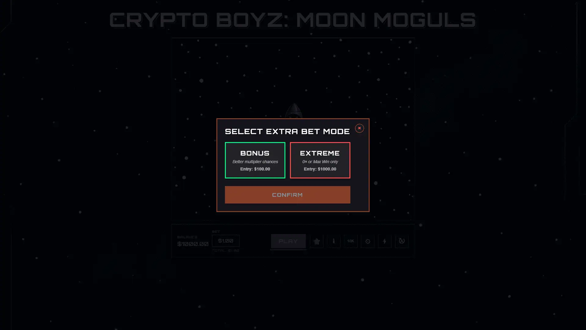 Crypto Boyz: Moon Moguls bonus buy menu