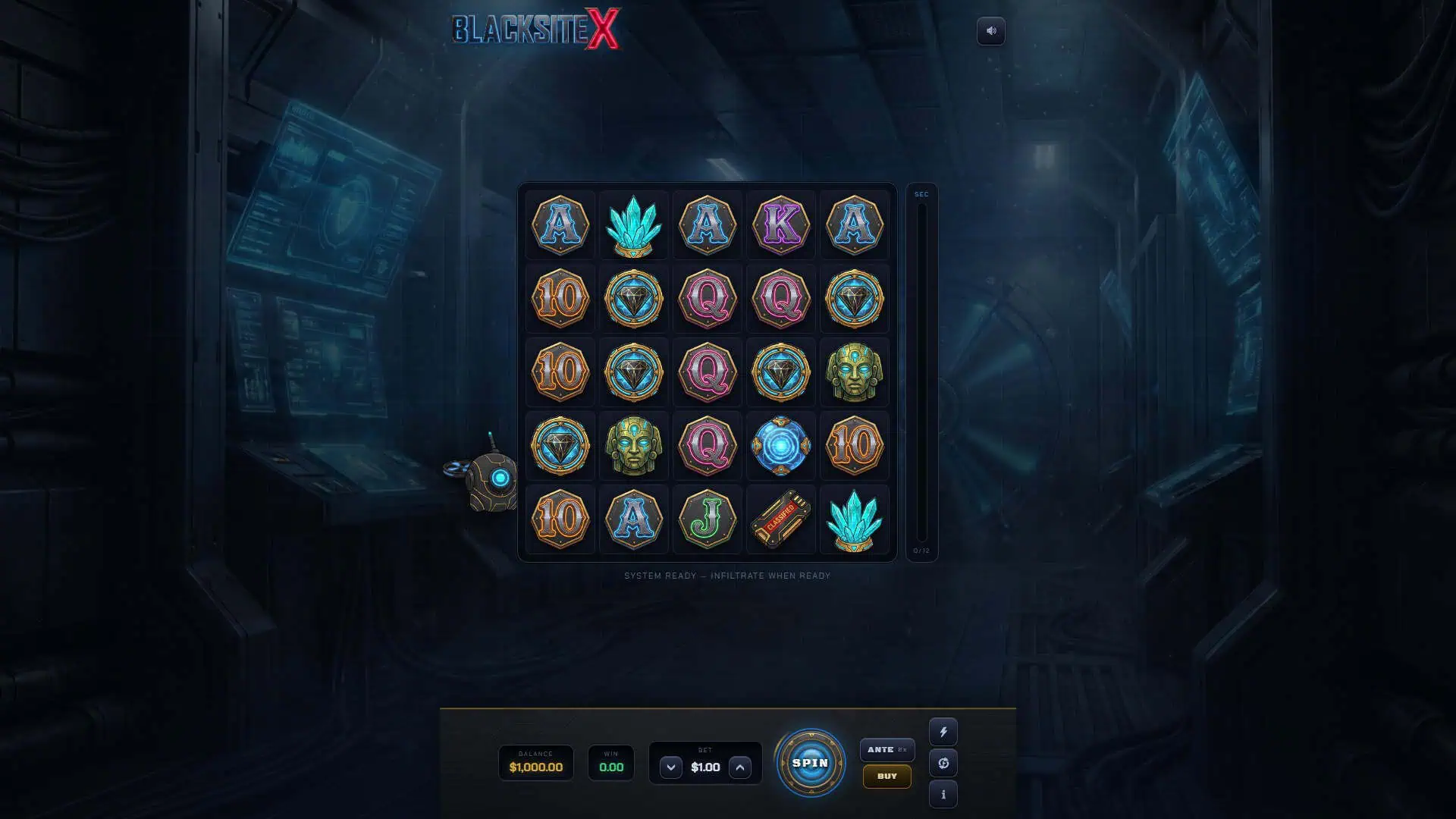 Blacksite X slot gameplay reels