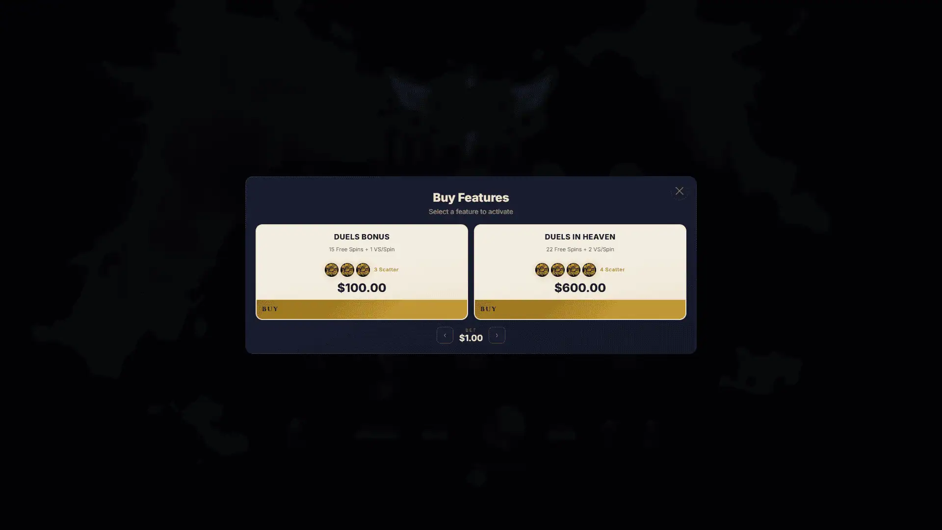 Divine Tempest bonus buy menu