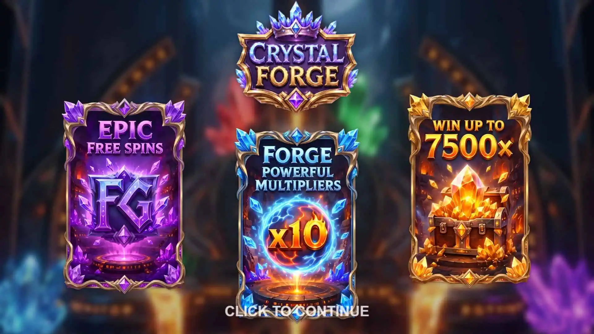 Crystal Forge slot intro screen
