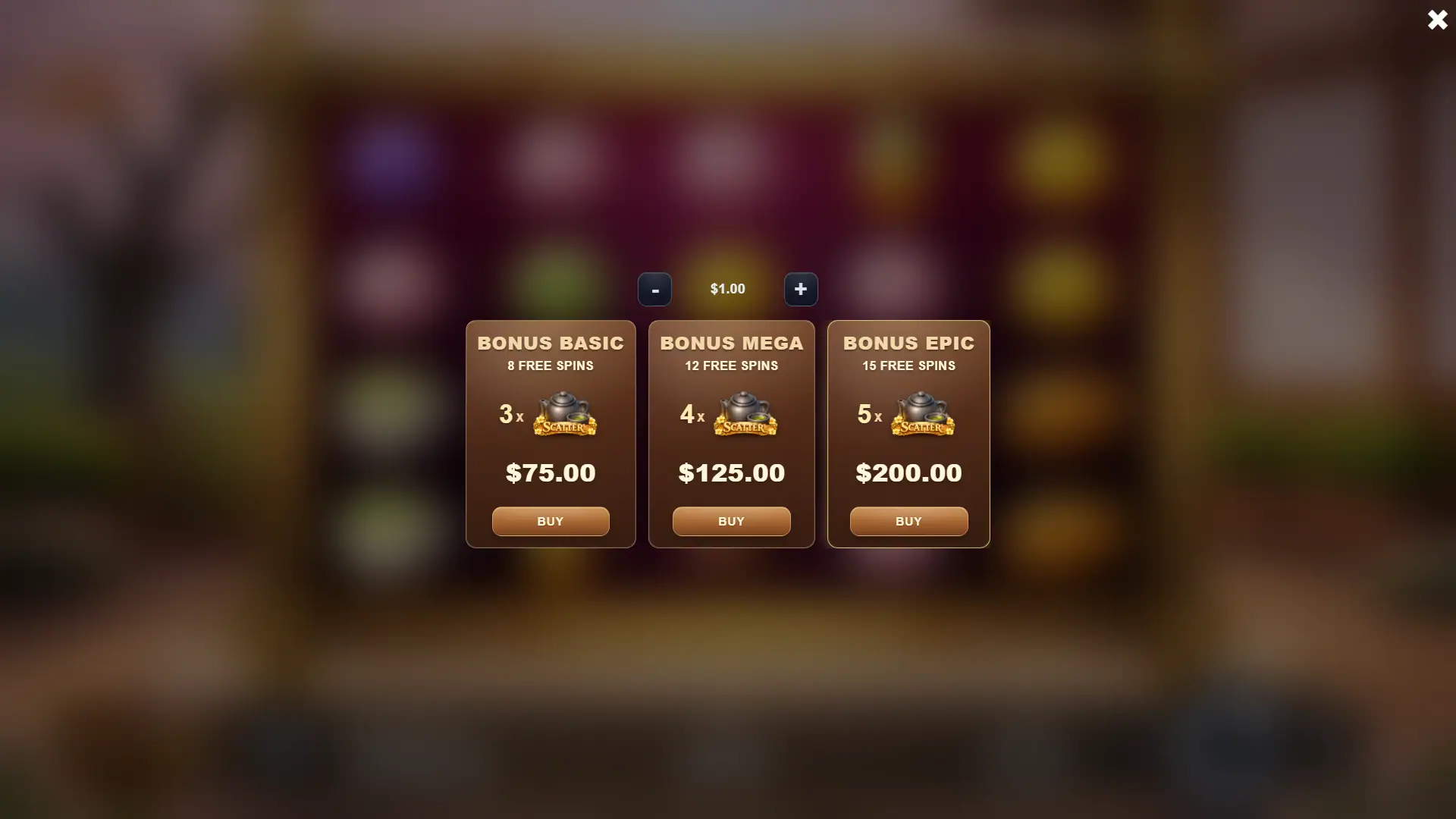 Sakura Delight bonus buy menu
