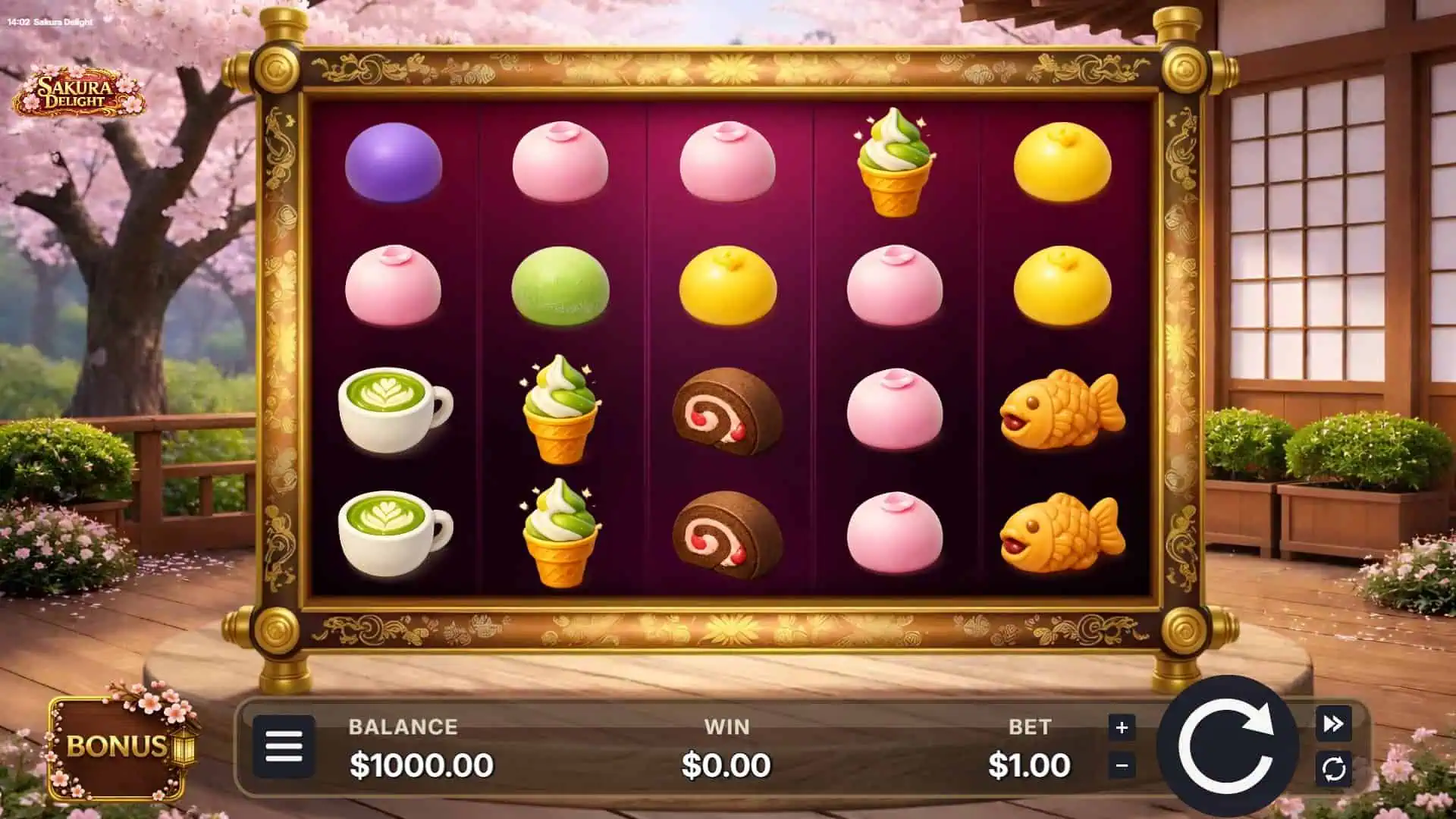 Sakura Delight slot gameplay reels
