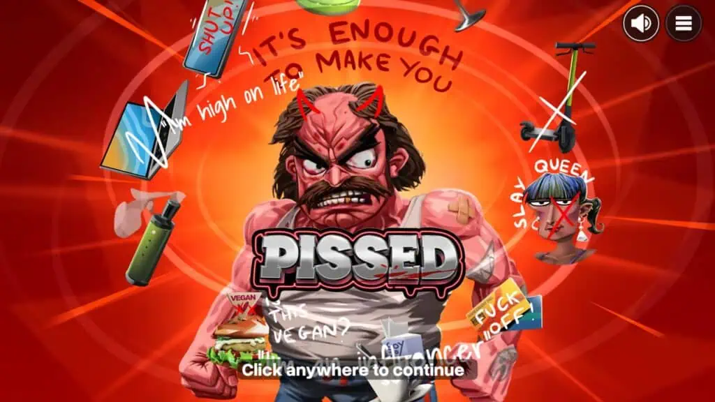 Shady lady pissed intro screen
