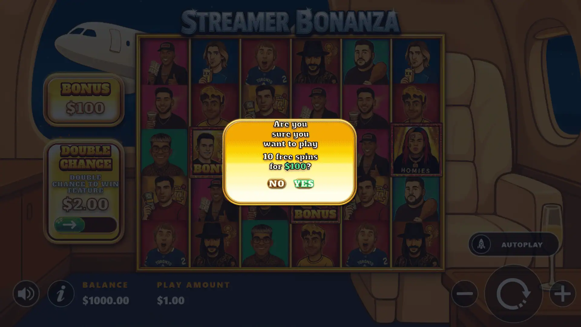 Streamer Bonanza bonus buy menu