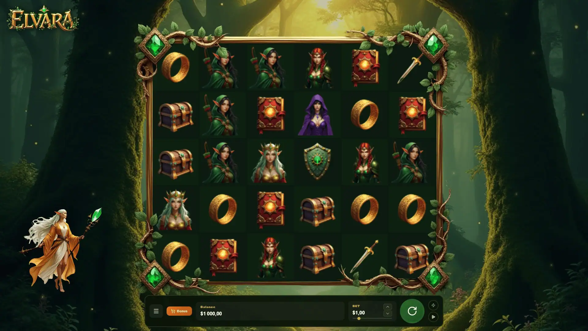 Elvara slot gameplay reels