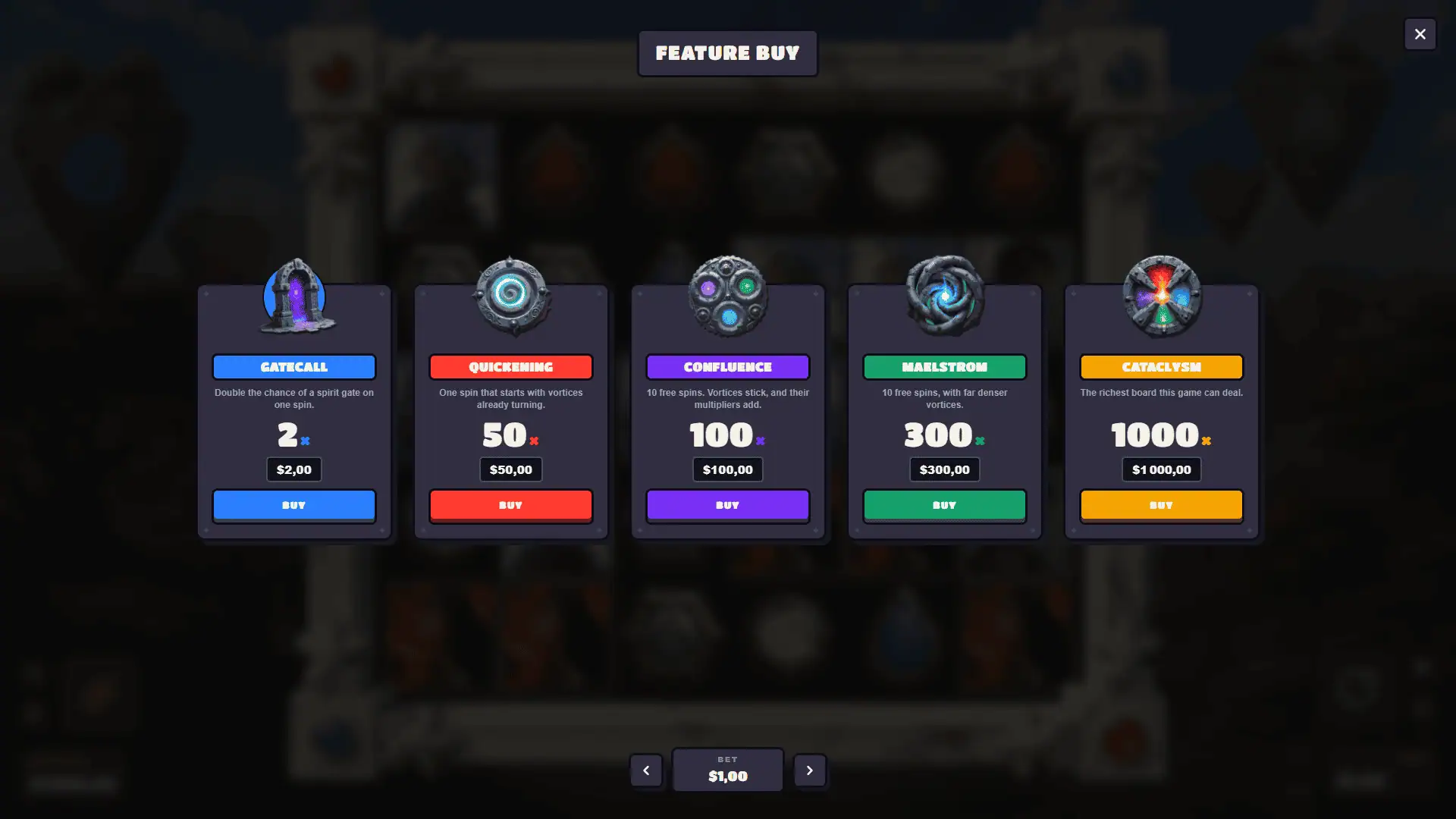 Fourfold bonus buy menu
