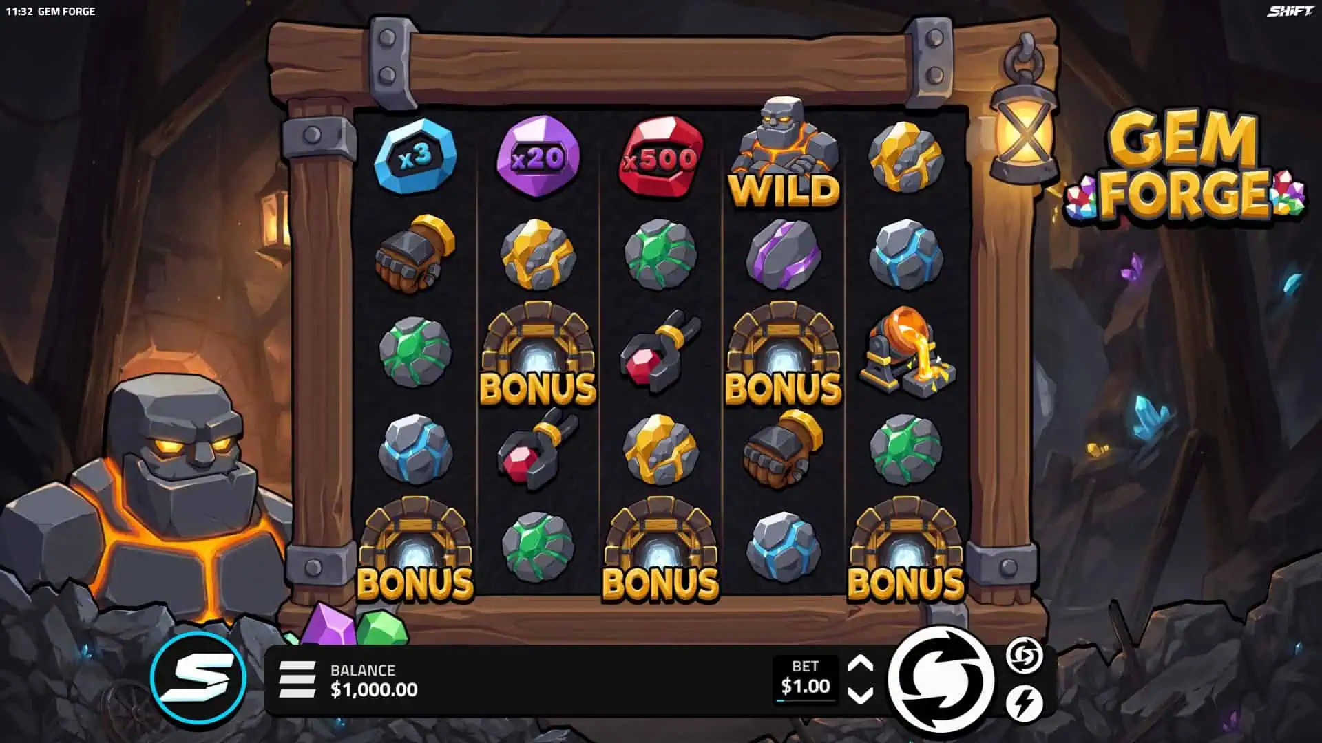 Gem Forge slot gameplay reels
