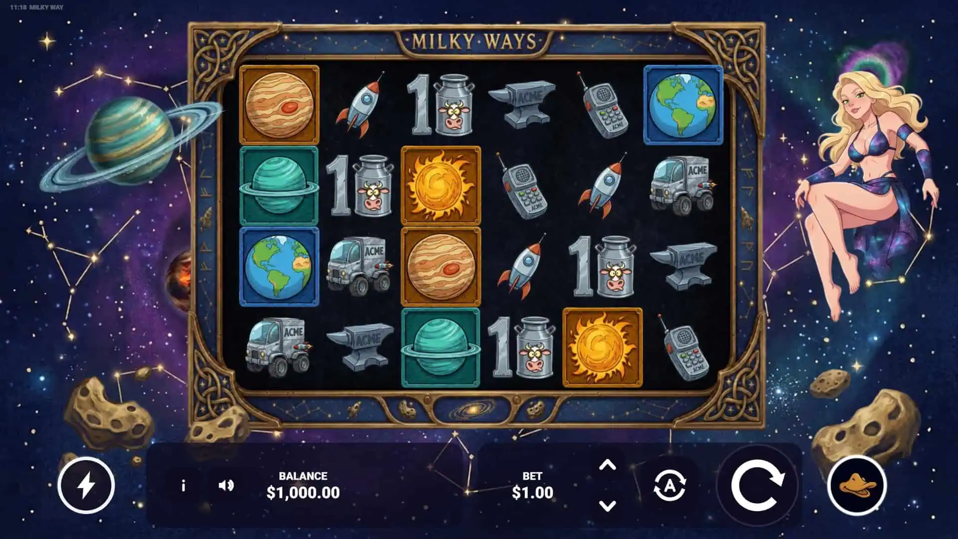 Milky Ways slot gameplay reels
