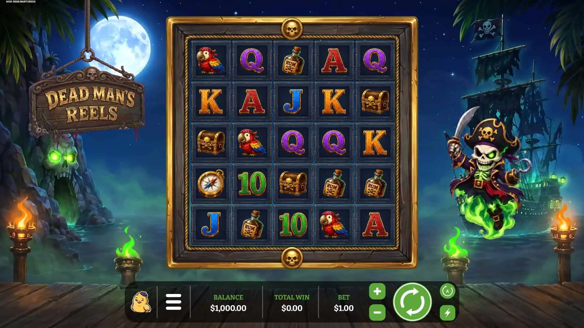 Dead Man's Reels slot gameplay reels