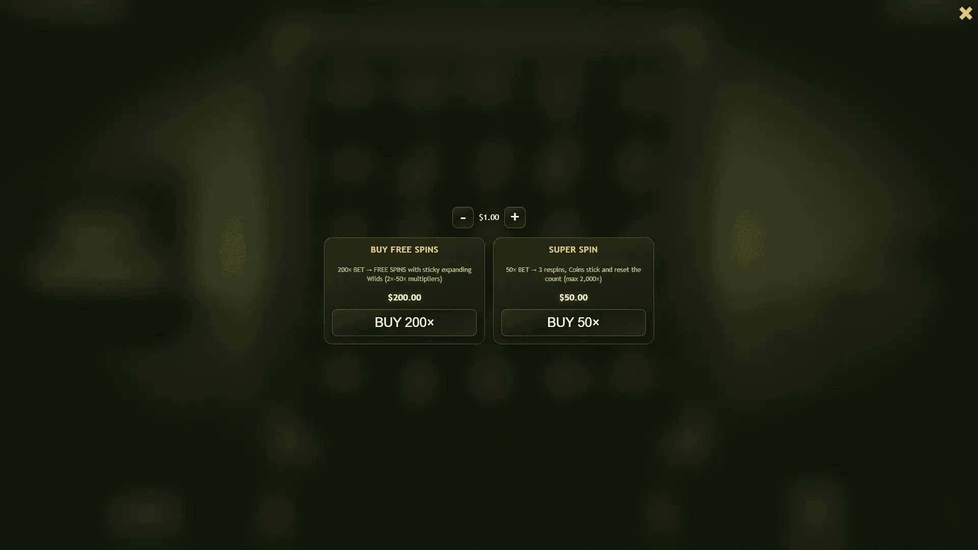 Go Bananas! bonus buy menu