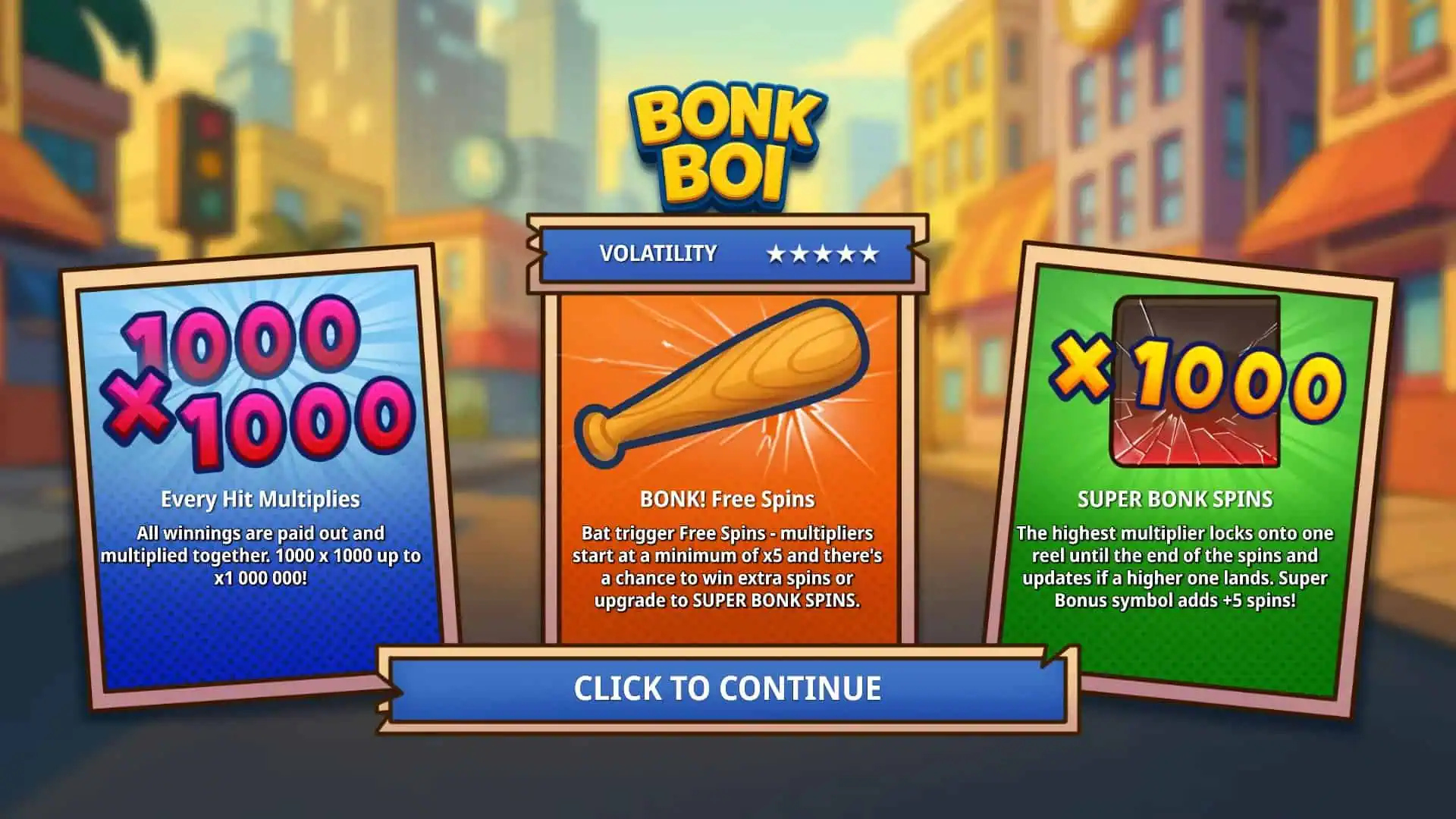Bonk Boi slot intro screen