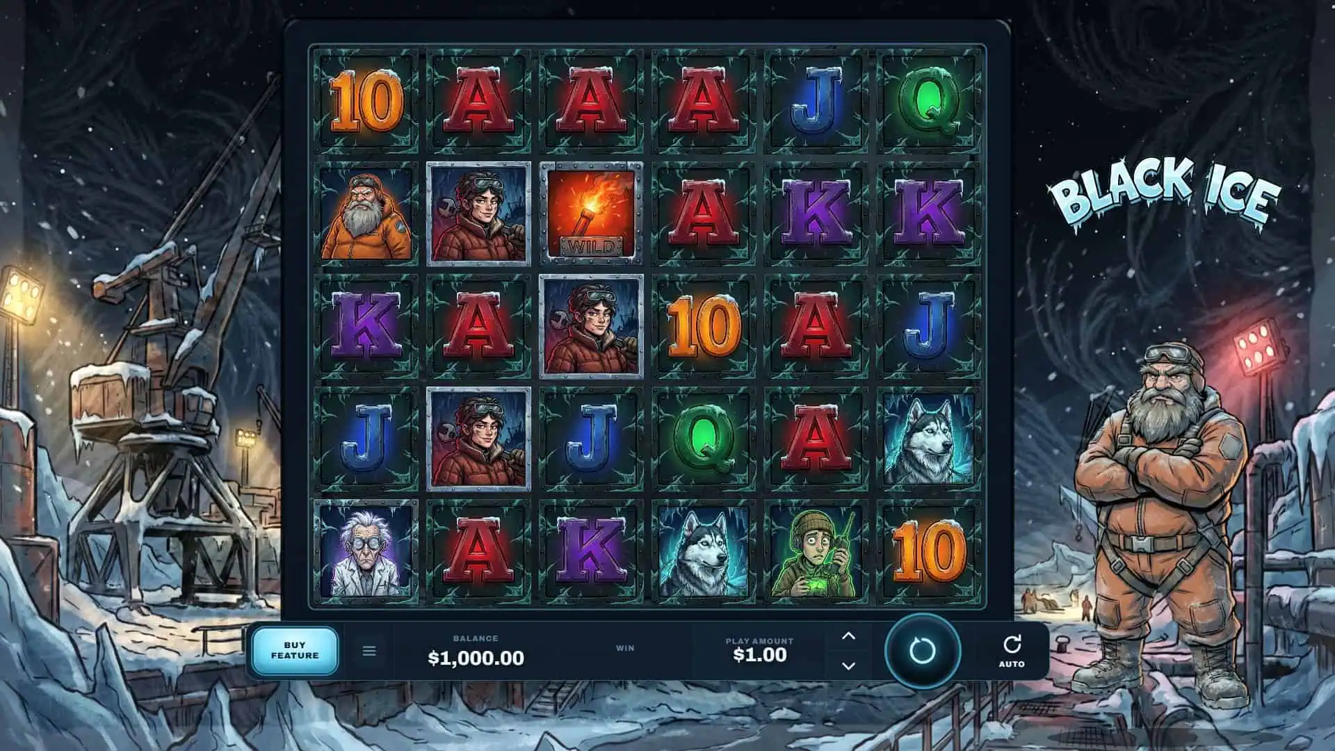 Black Ice slot gameplay reels