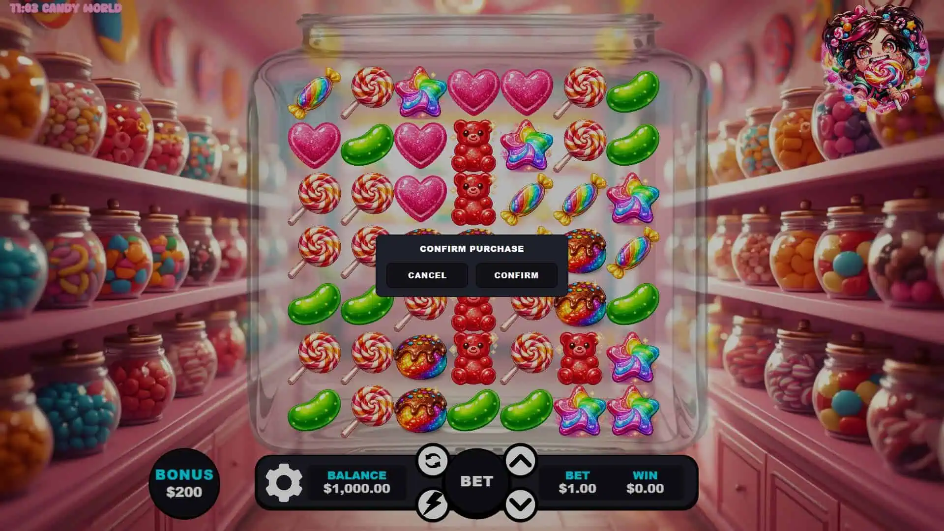 CandyWorld bonus buy menu