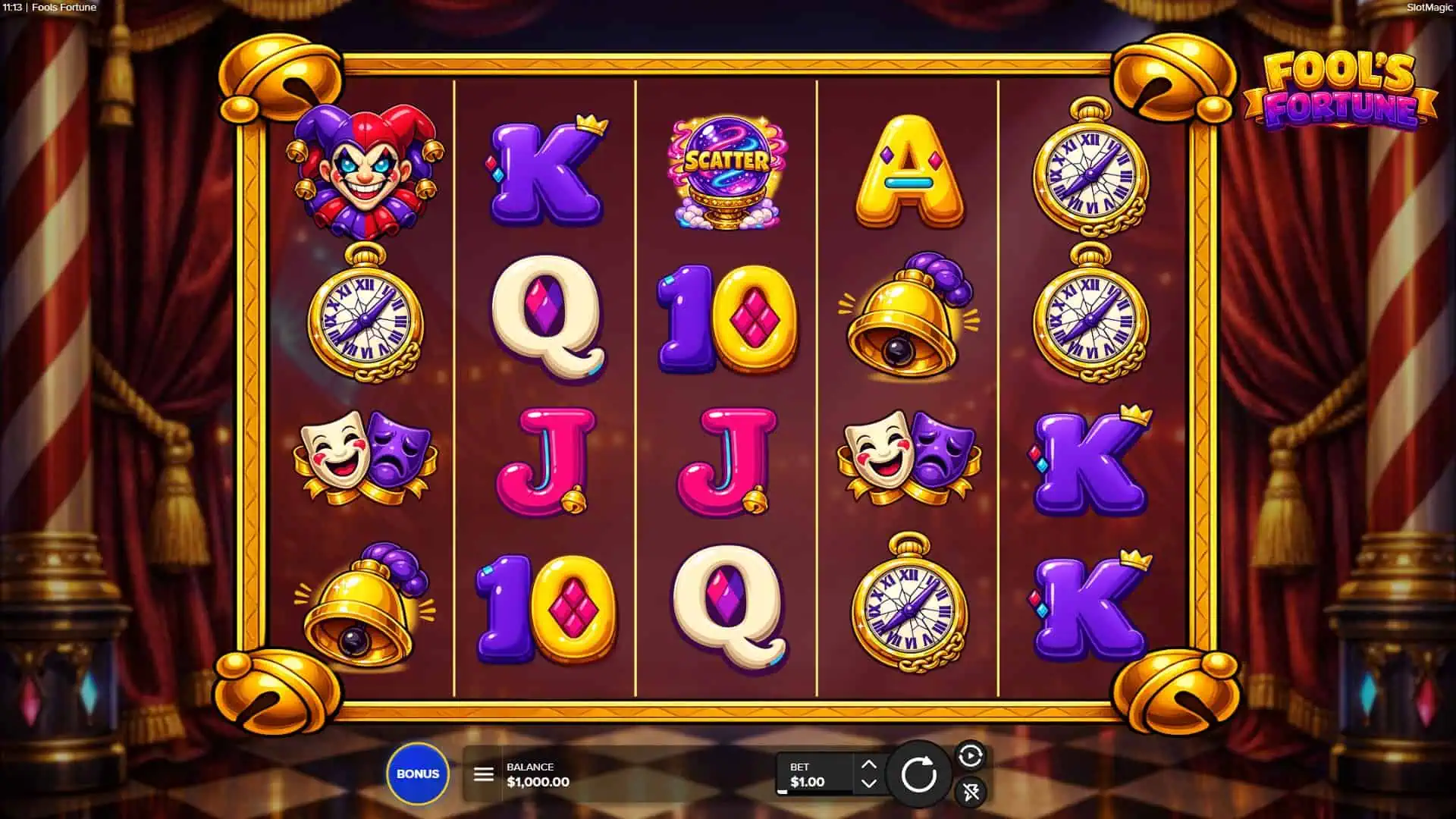 Fool's Fortune slot gameplay reels