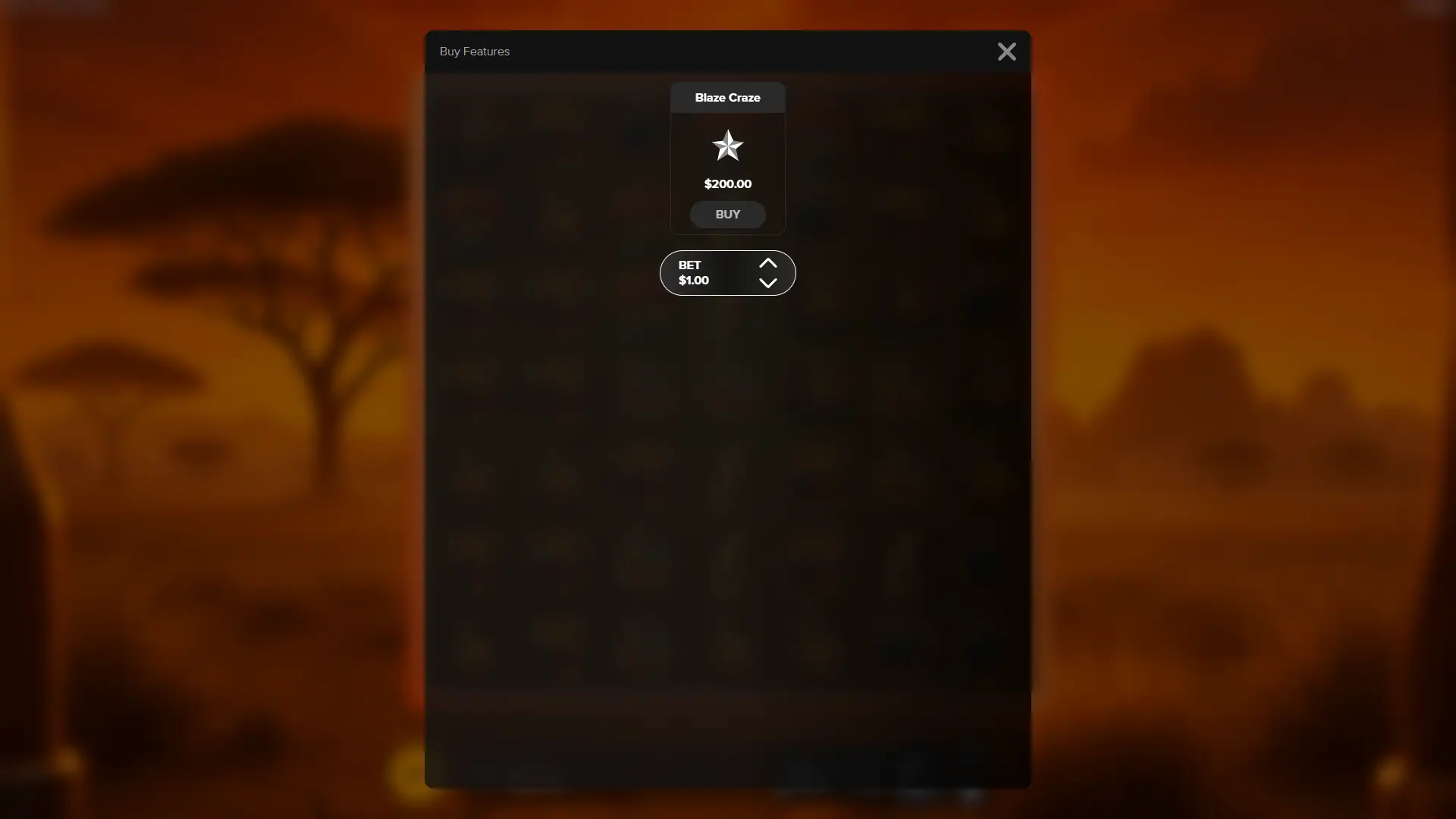 Savannah Blaze bonus buy menu
