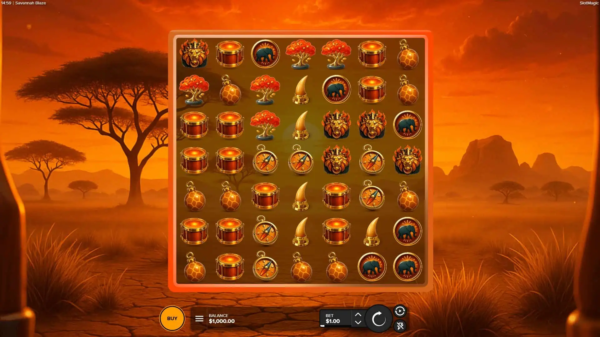 Savannah Blaze slot gameplay reels