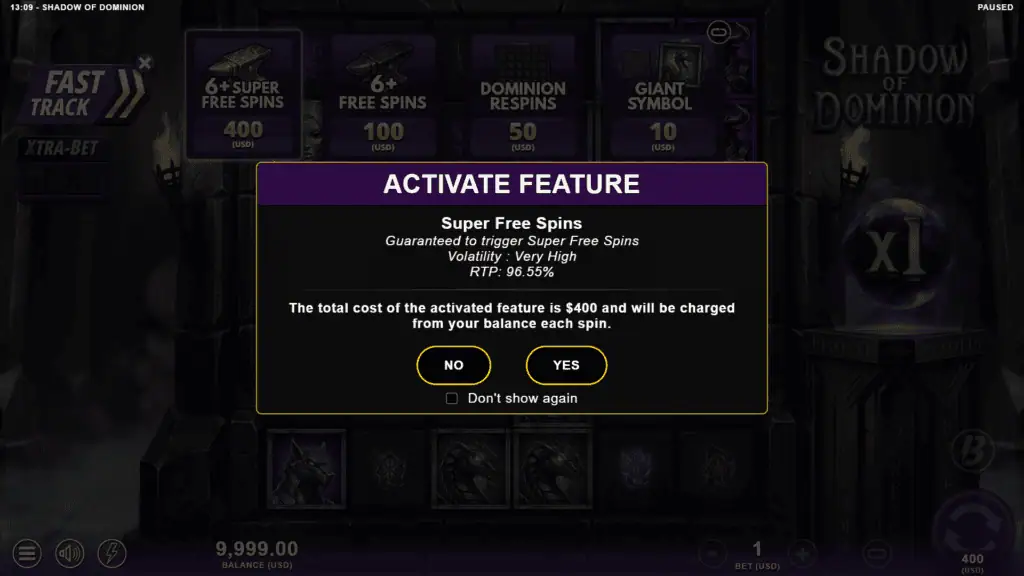 Slotmill shadow of dominion bonus buy