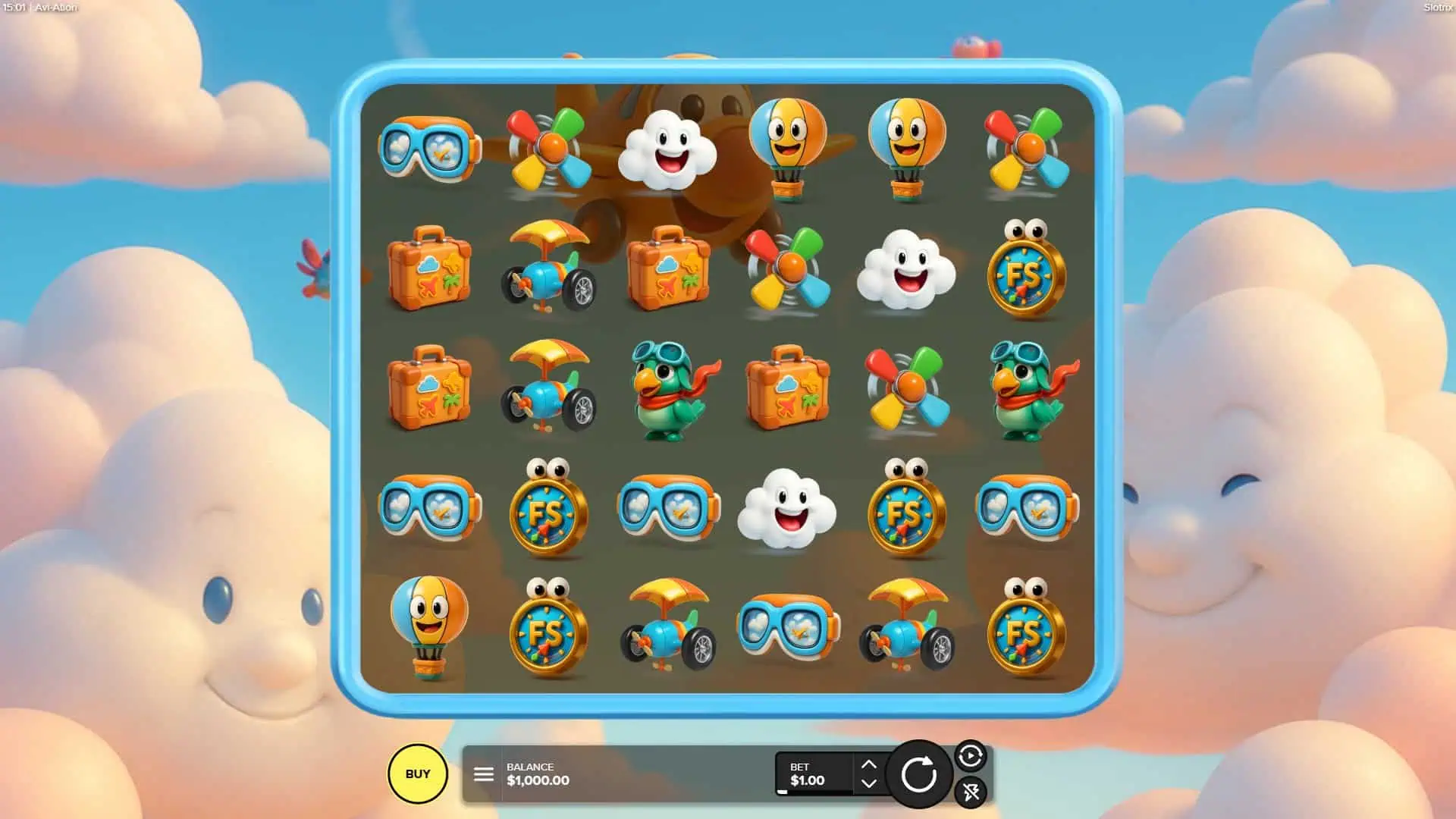 AviAtion slot gameplay reels