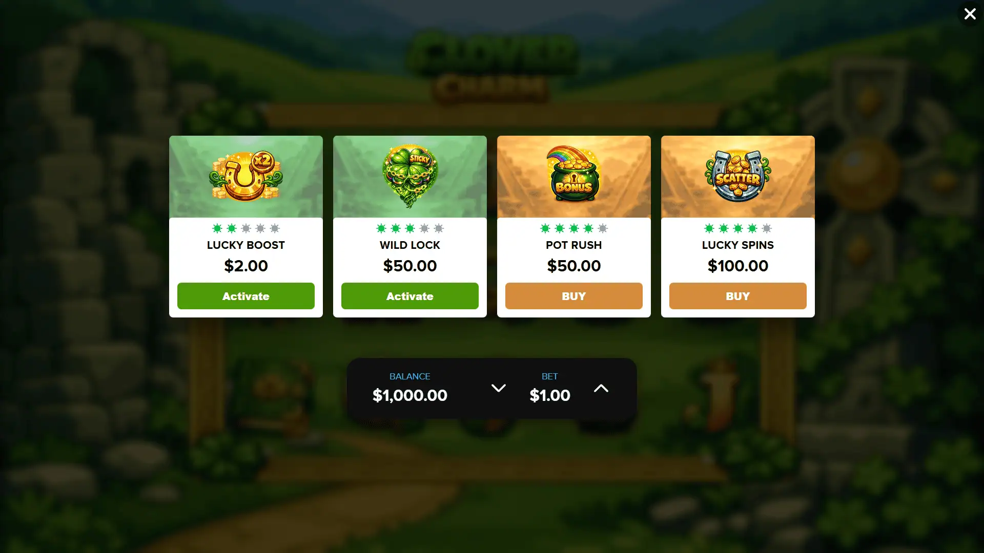 Clover Charm bonus buy menu